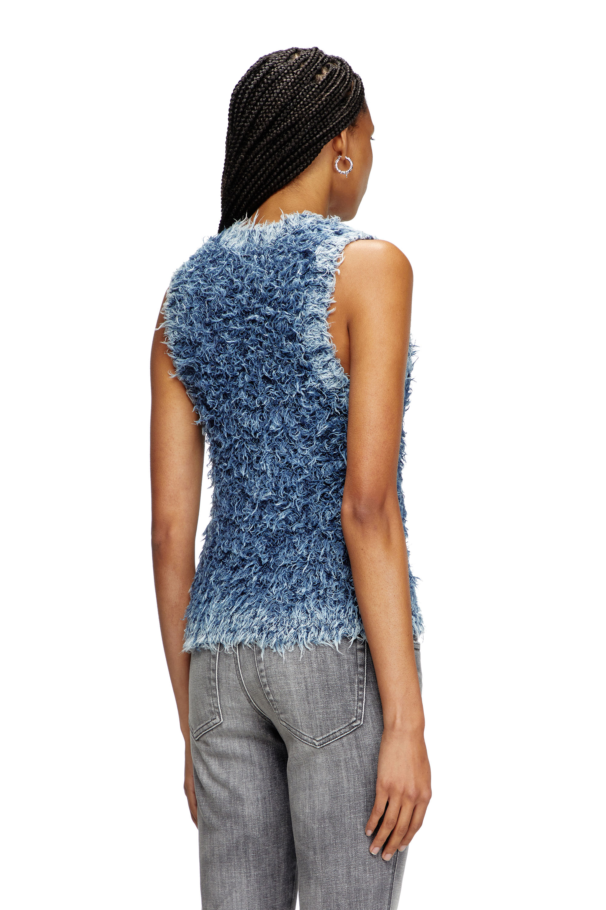 Diesel - M-DELIN, Woman's Textured-knit vest in Blue - 3