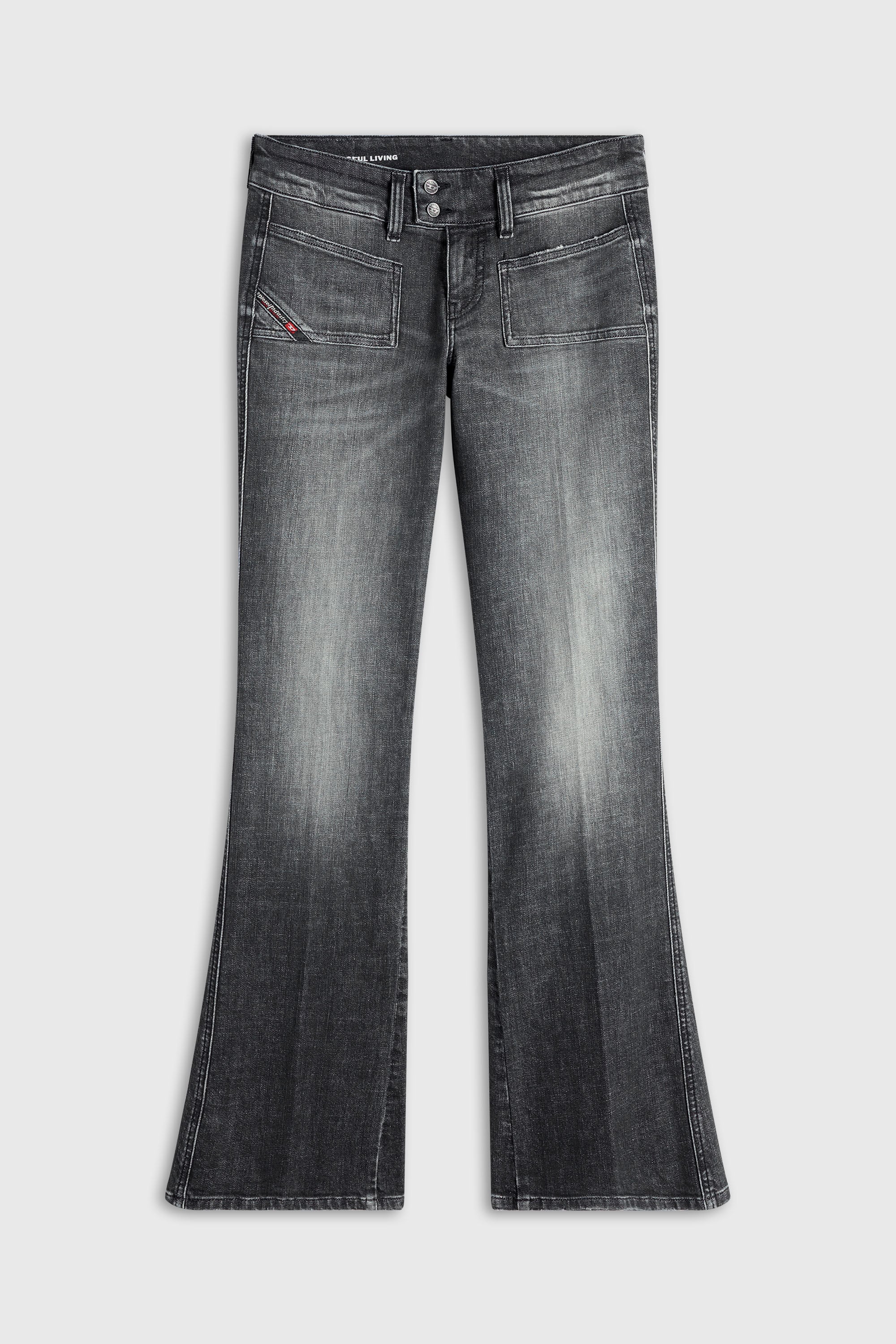 Diesel - Woman's Bootcut Jeans D-Hush 0CIAU, Black/Dark grey - 2