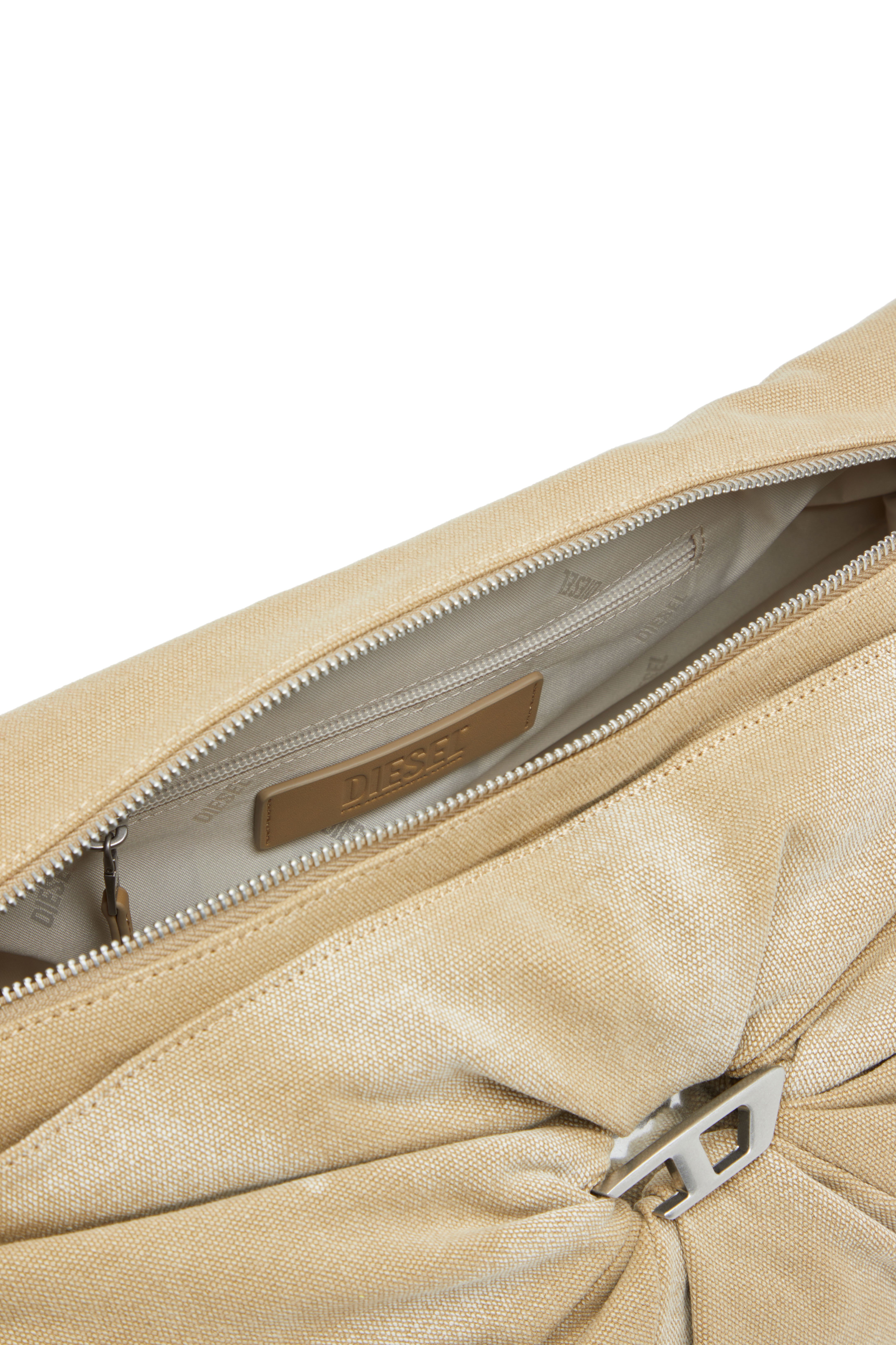 Diesel - SCRUNCH-D CROSSBODY L, Woman's Scrunch-D L-Scrunched duffle bag in treated canvas in Beige - 4