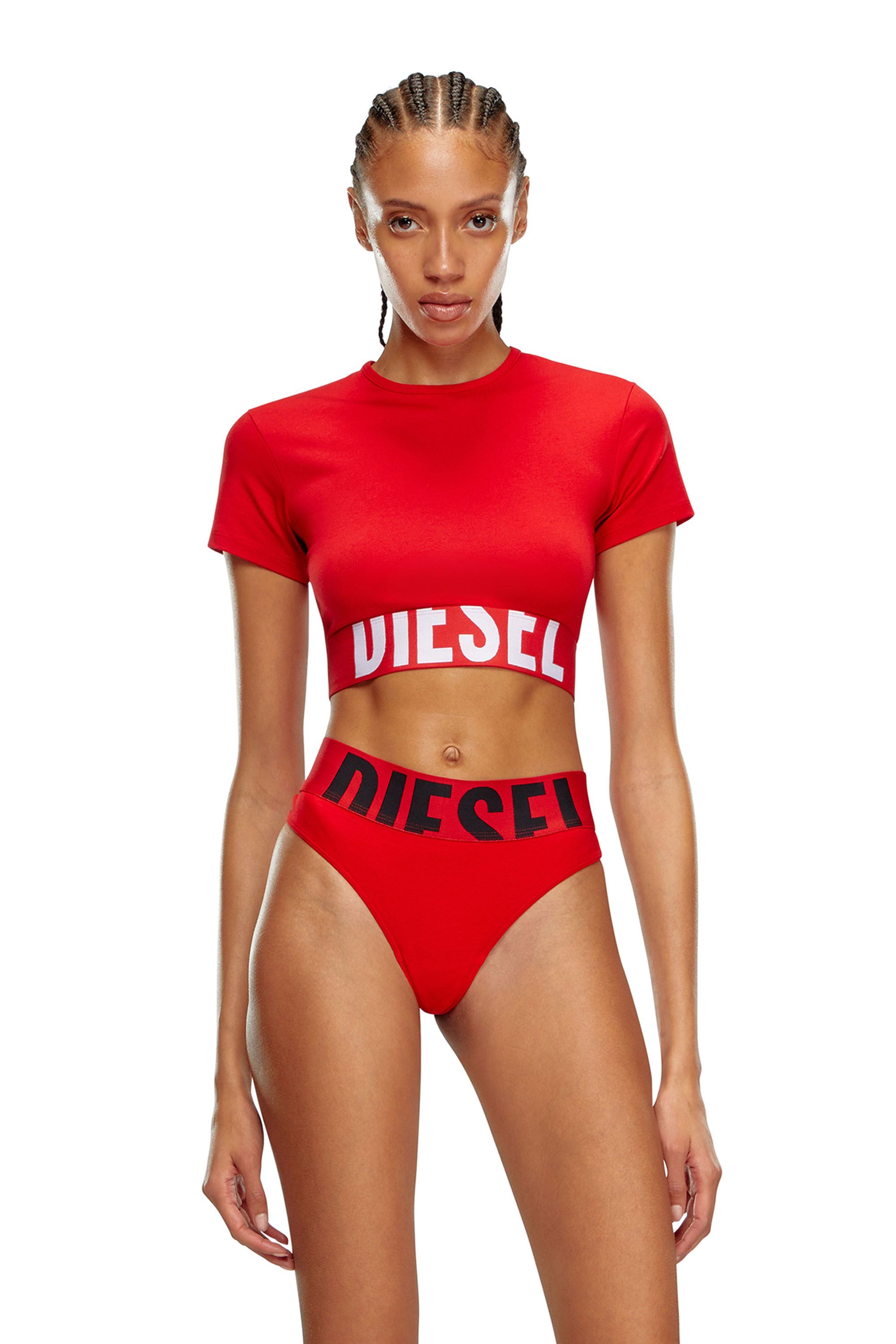 Diesel - UFTEE-SPORT-CROPPED-T-SHIRT, Red - Image 1