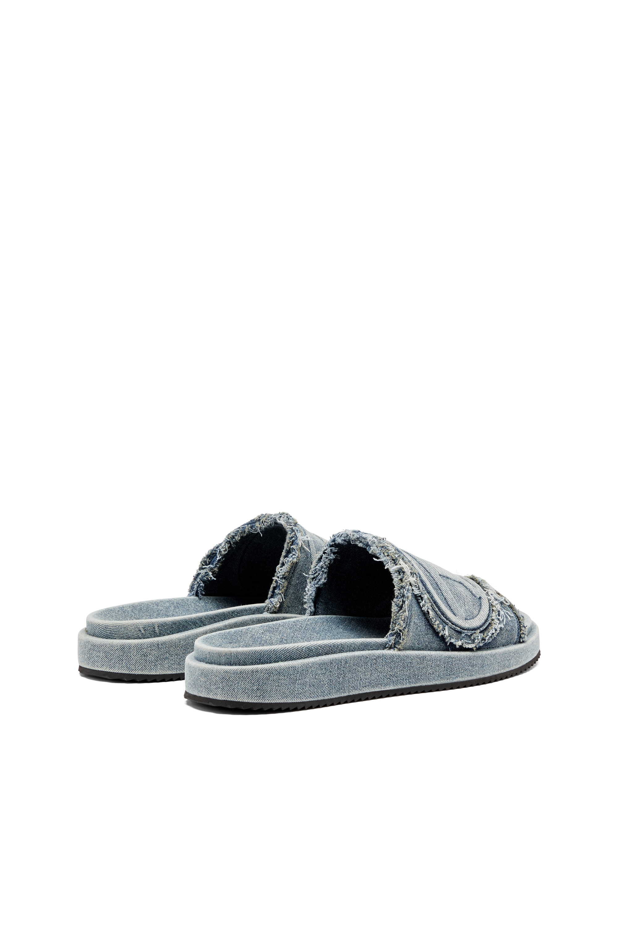 Diesel - SA-SLIDE D OVAL, Unisex's Sa-Slide D-Distressed denim slides in Light Blue - 3