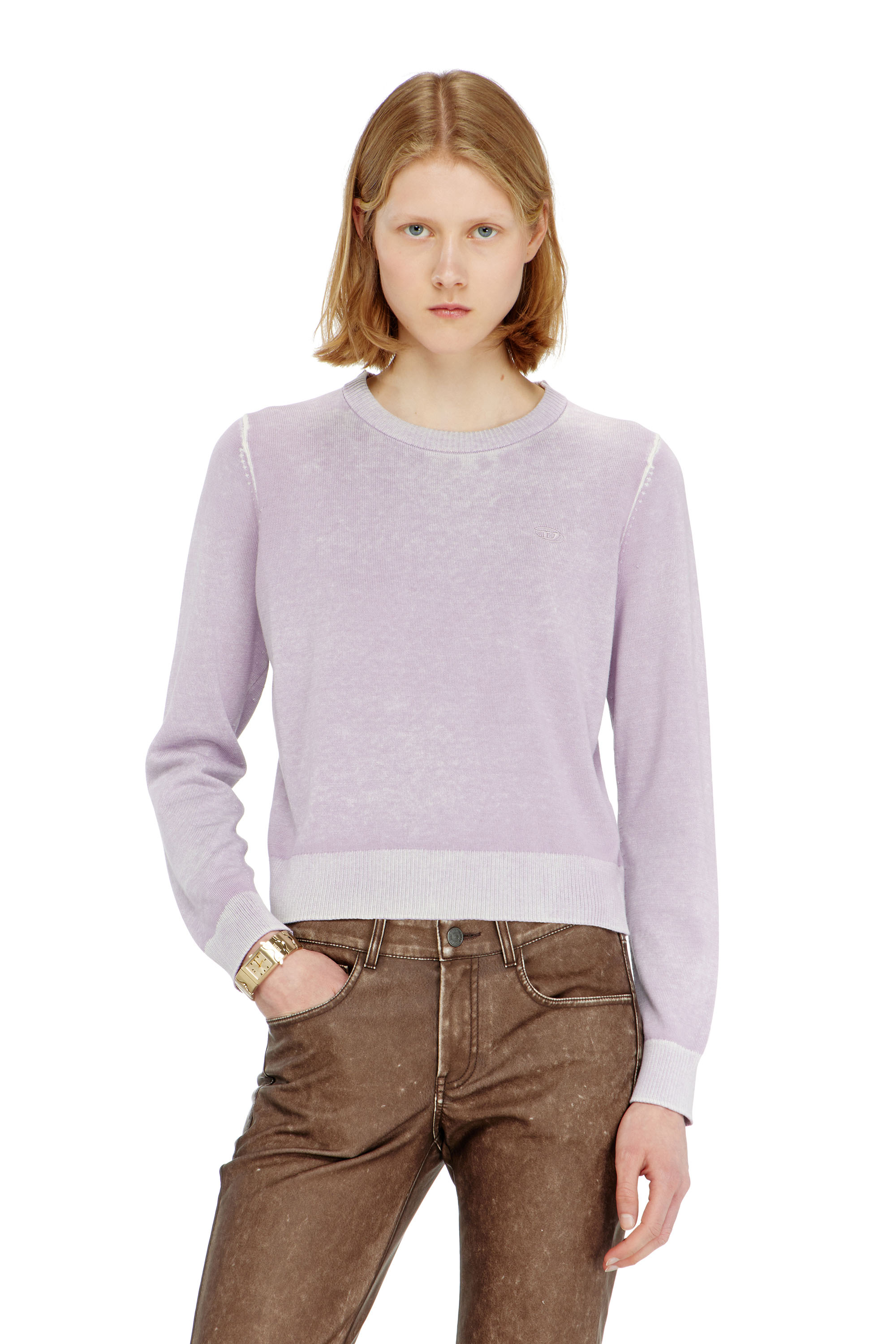Diesel - M-LOVRE, Woman's Jumper with faded reverse print in Lilac - 1