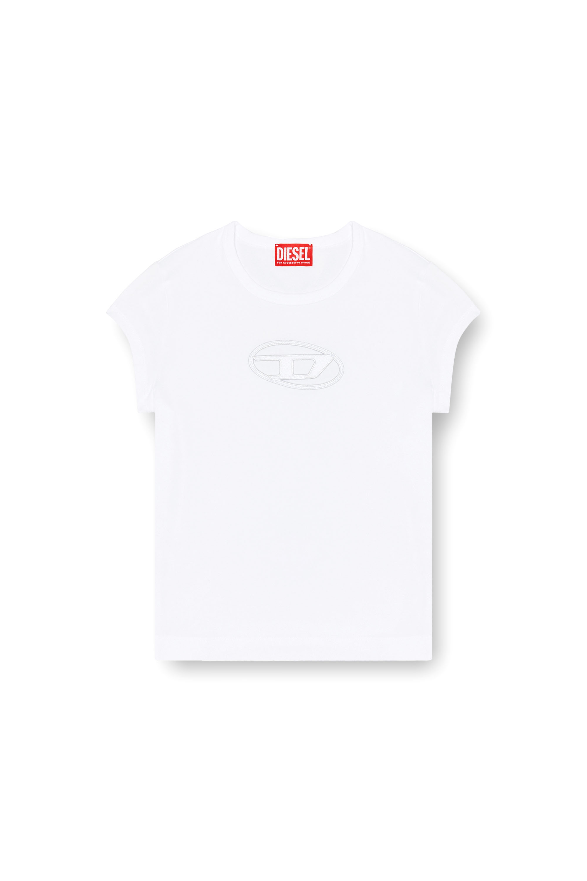 Diesel - T-ANGIE, Woman's T-shirt with peekaboo logo in White - 3