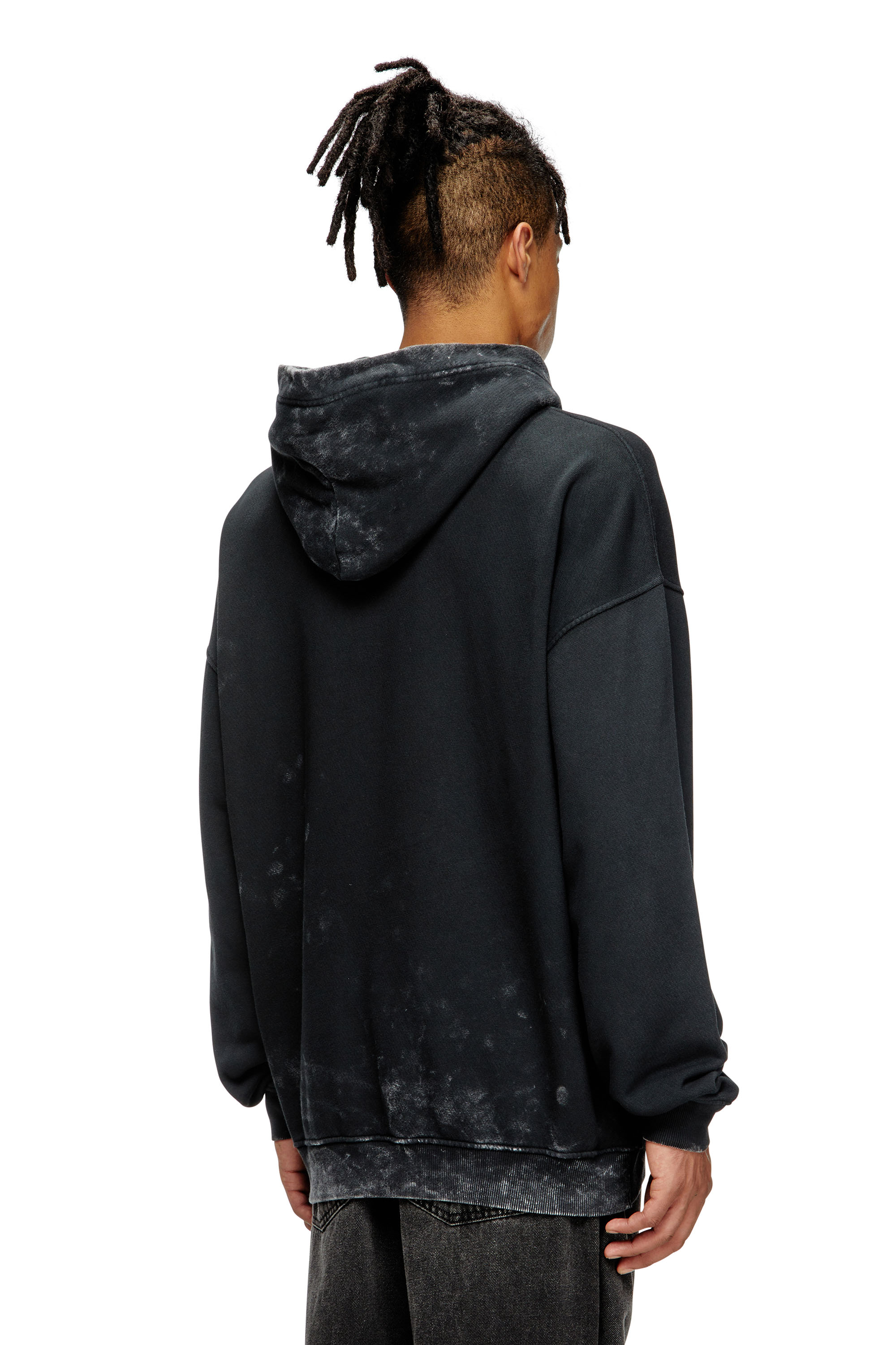 Diesel - S-BOXT-HOOD-T10, Man's Hoodie with cut-out metal Oval D in Black - 3