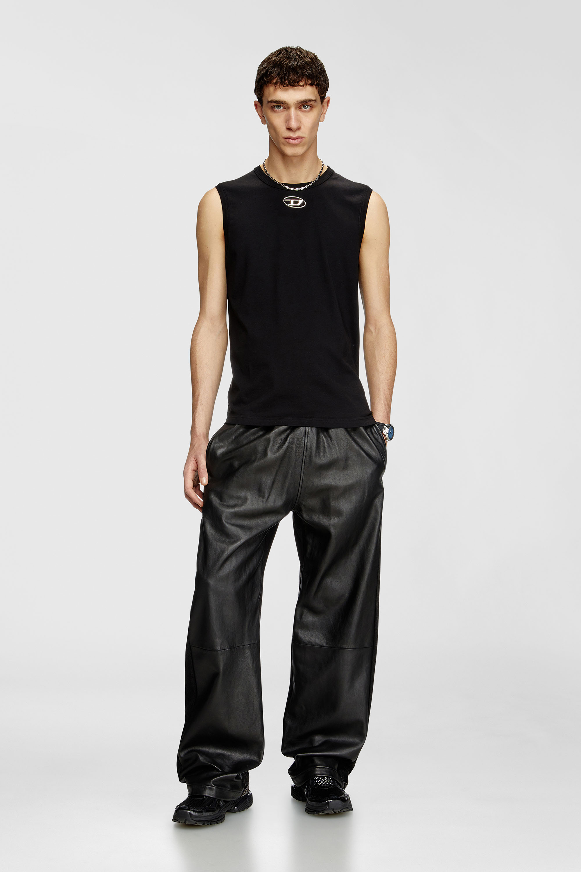 Diesel - T-BISCO-OD, Man's Tank top with metallic Oval D in Black - 1