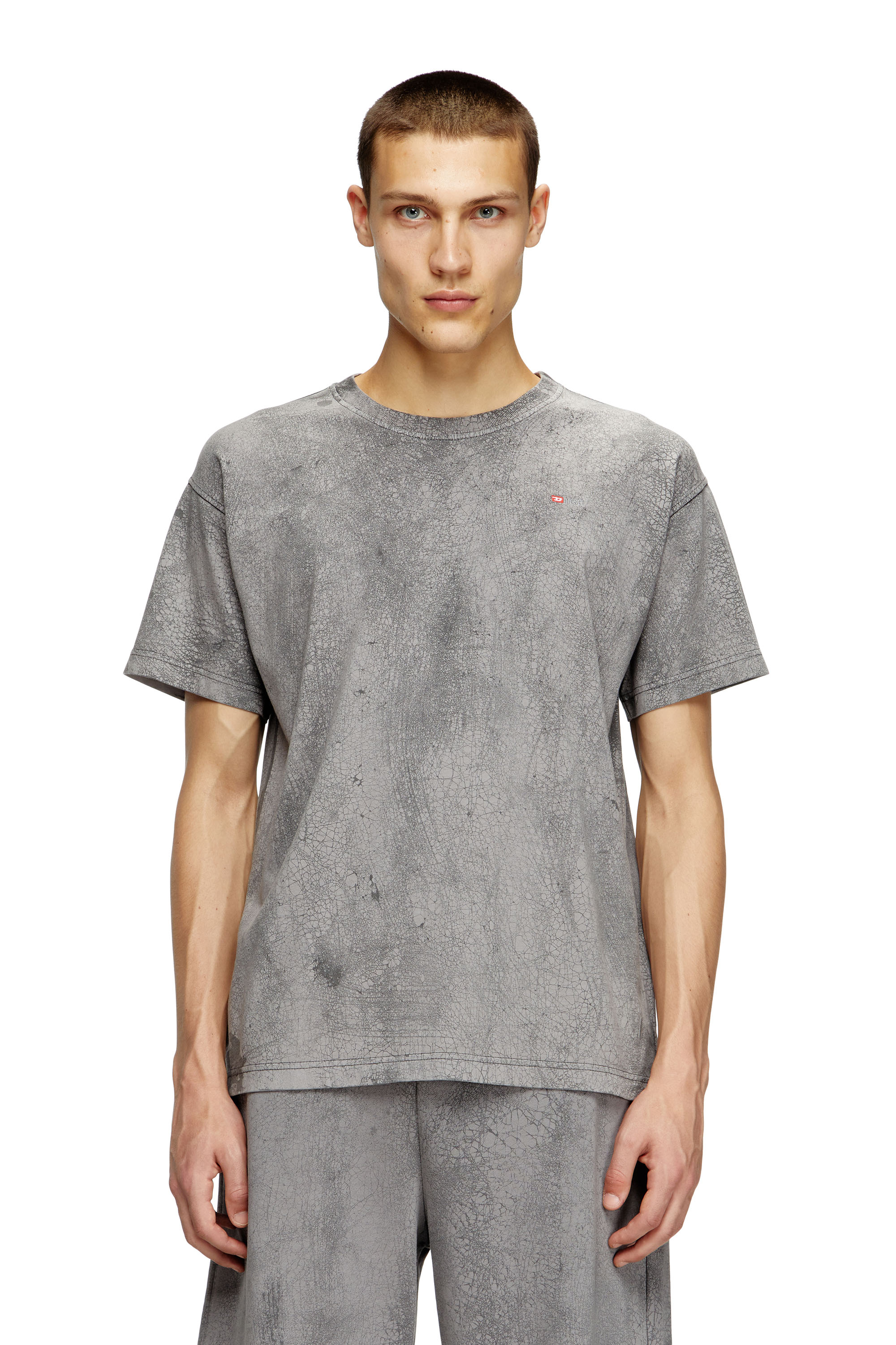 Diesel - T-NORM-T8, Man's T-shirt in waxed jersey in Grey - 1