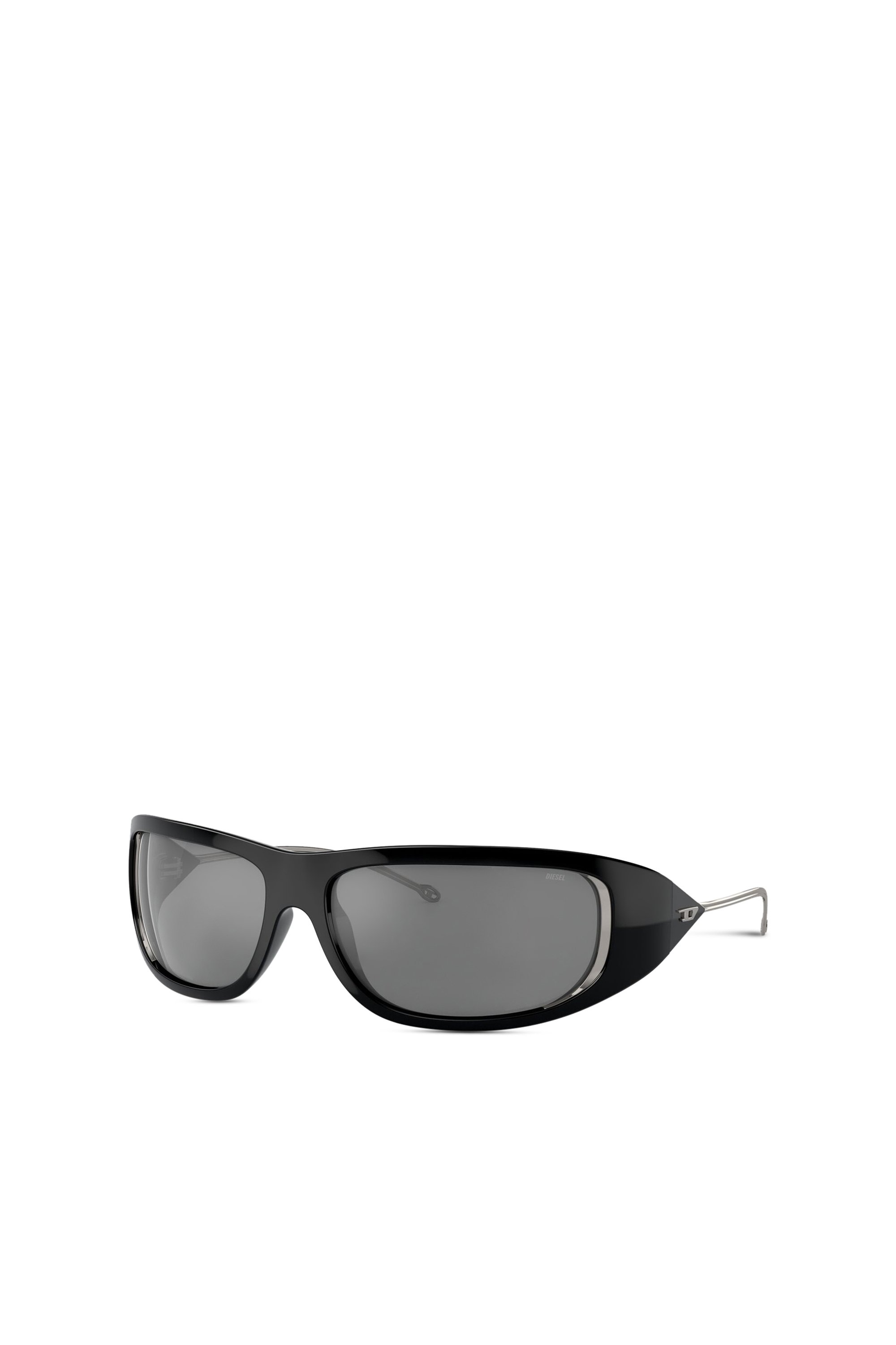 Diesel - 0DL3001 SIZE 61, Unisex's Wraparound style sunglasses in Black/Flash mirror - 4