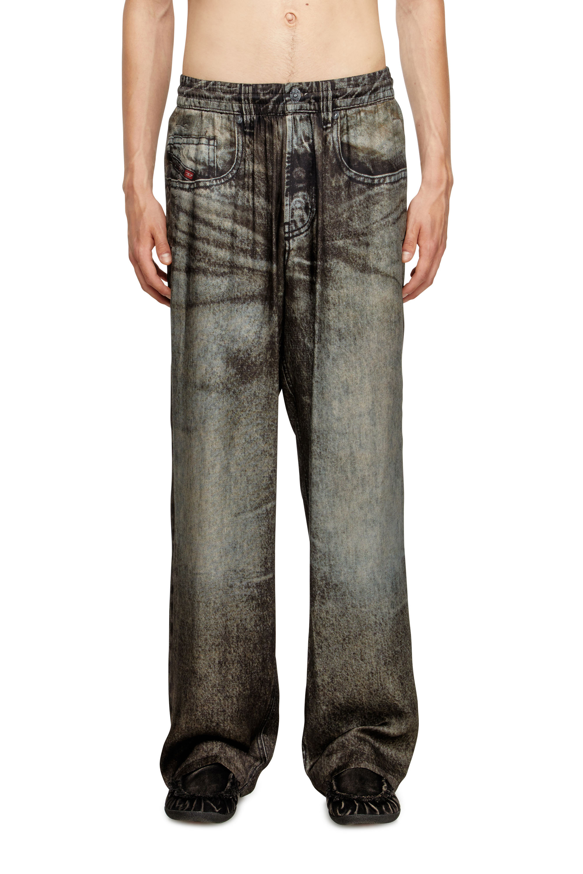 Diesel - P-THECK-LKCT, Man's Elasticated pants in denim-look viscose in Black - 1