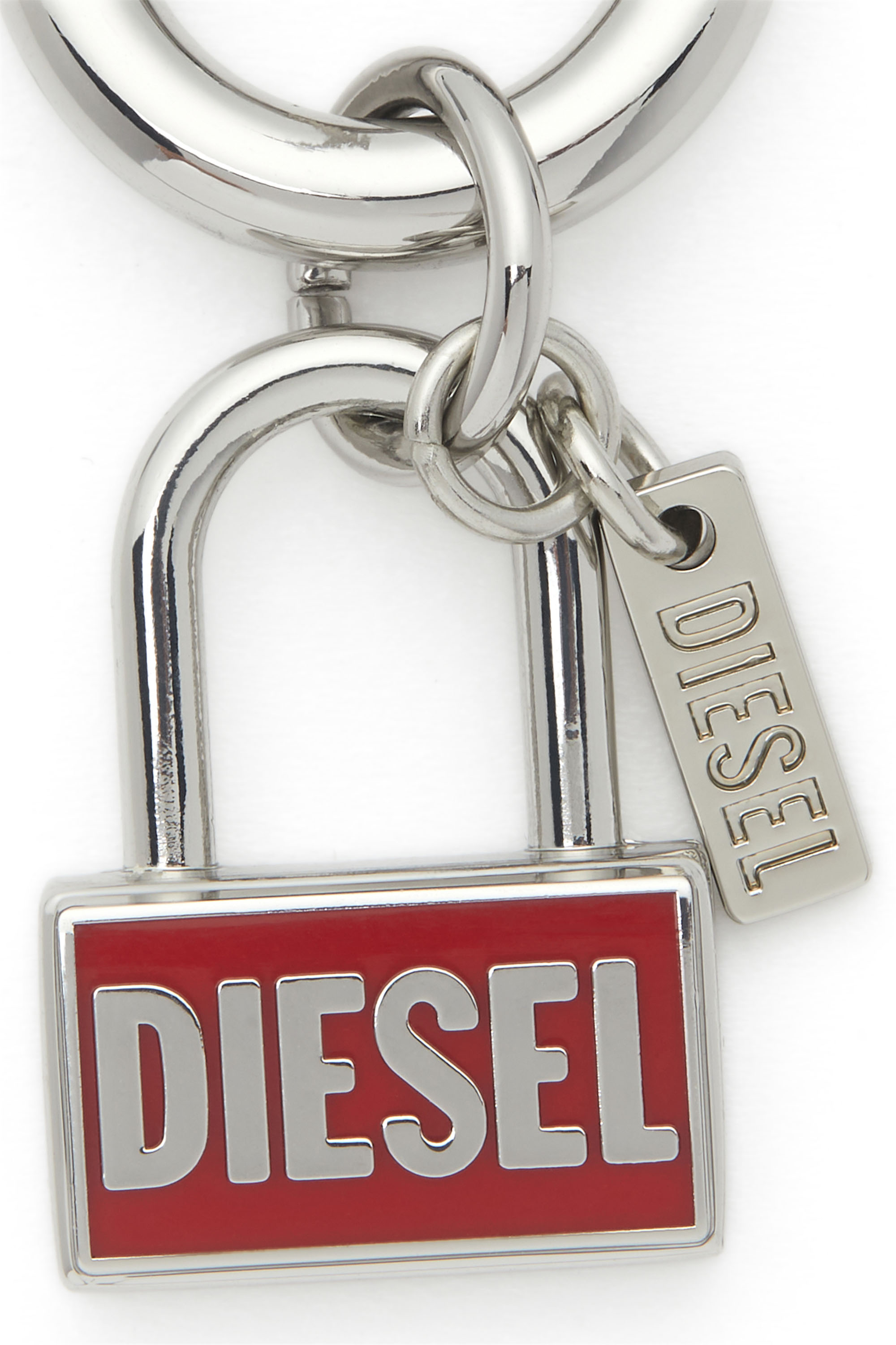 Diesel - CHARM-LOCK, Unisex's Metal charm with embossed Diesel logo in Silver/Red - 2