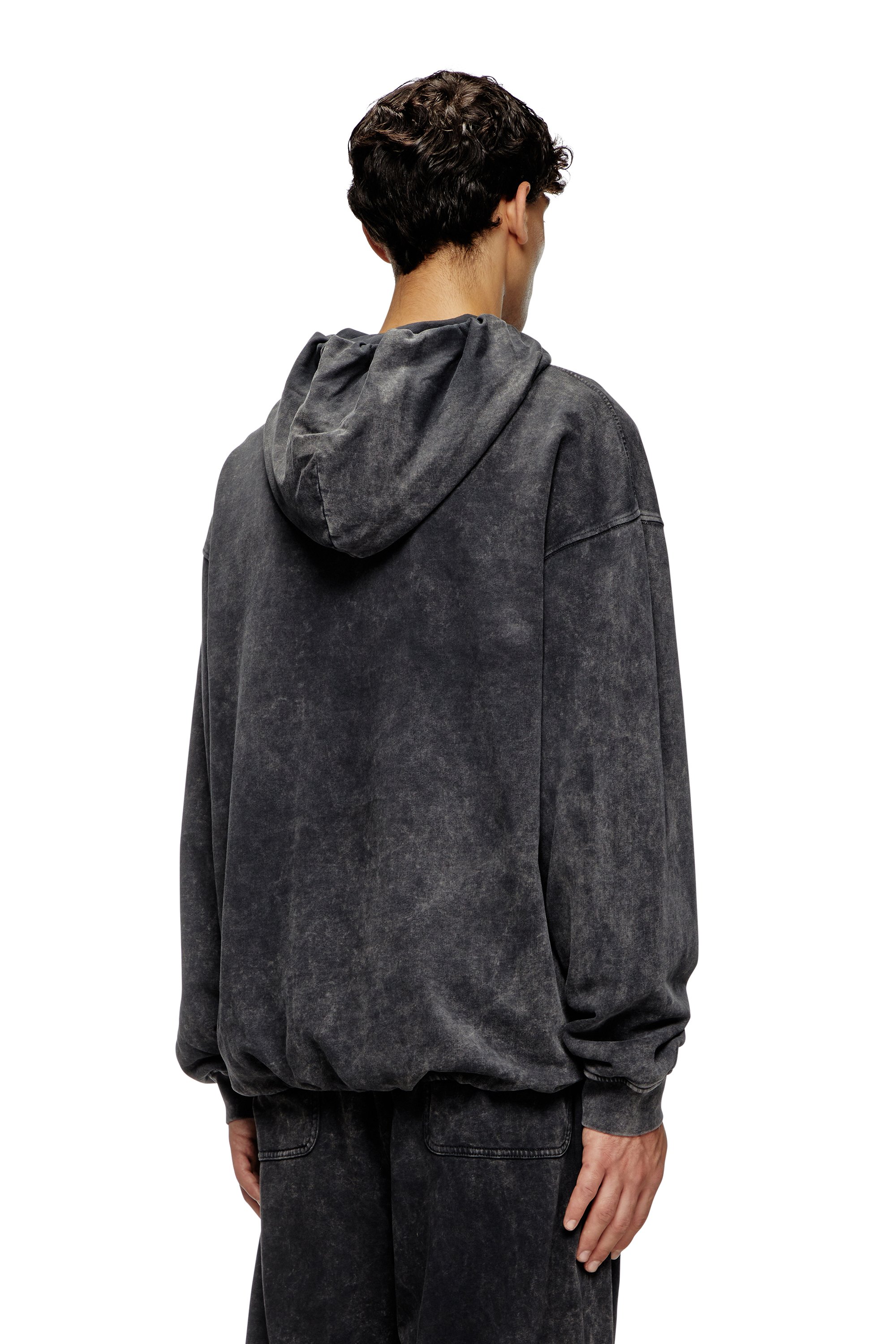 Diesel - S-BOXSTIC-HOOD, Unisex's Gathered acid-wash hoodie in Dark grey - 3