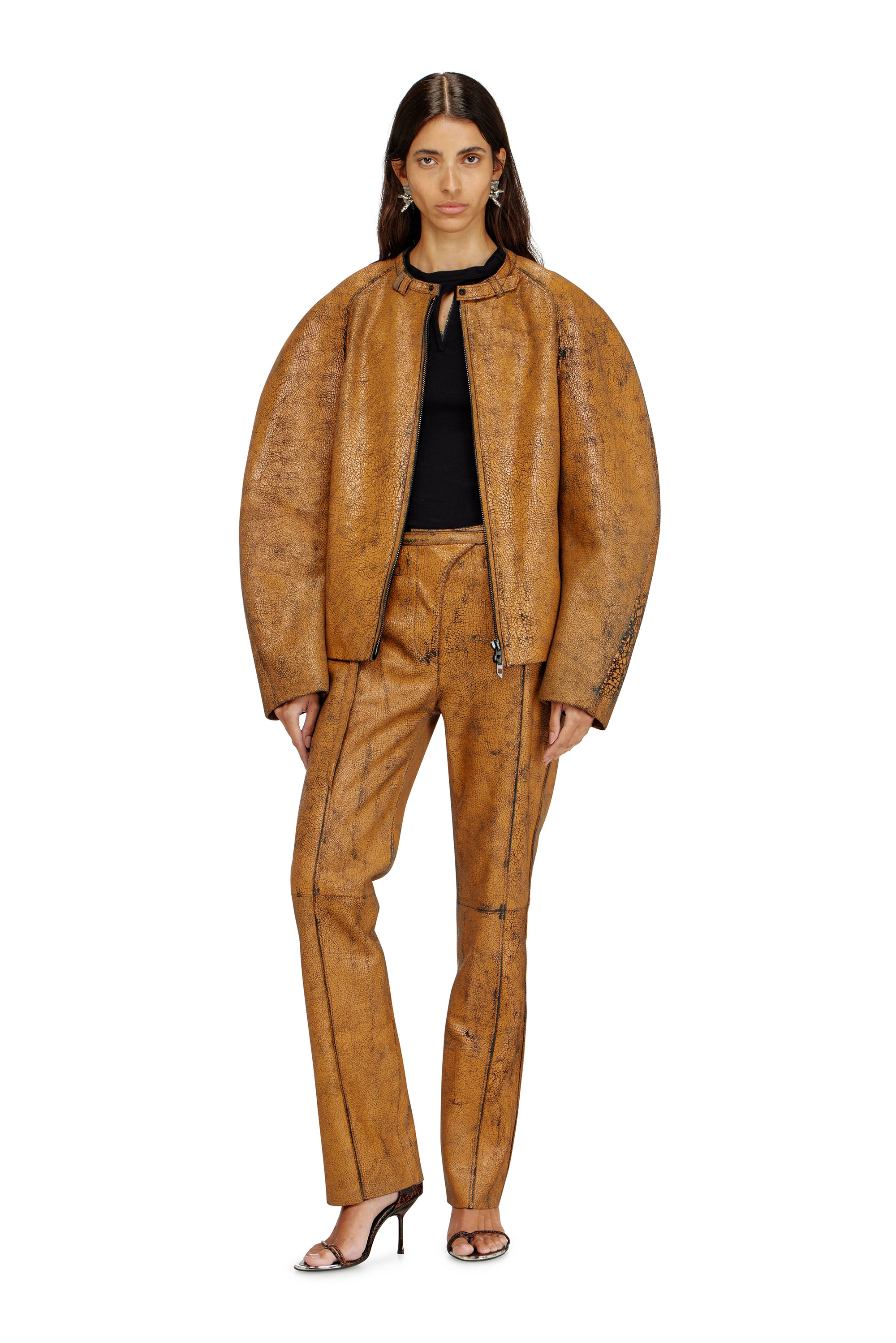 Diesel - T-IARAS, Woman's Rib-jersey top with biker neck strap in Black - 2