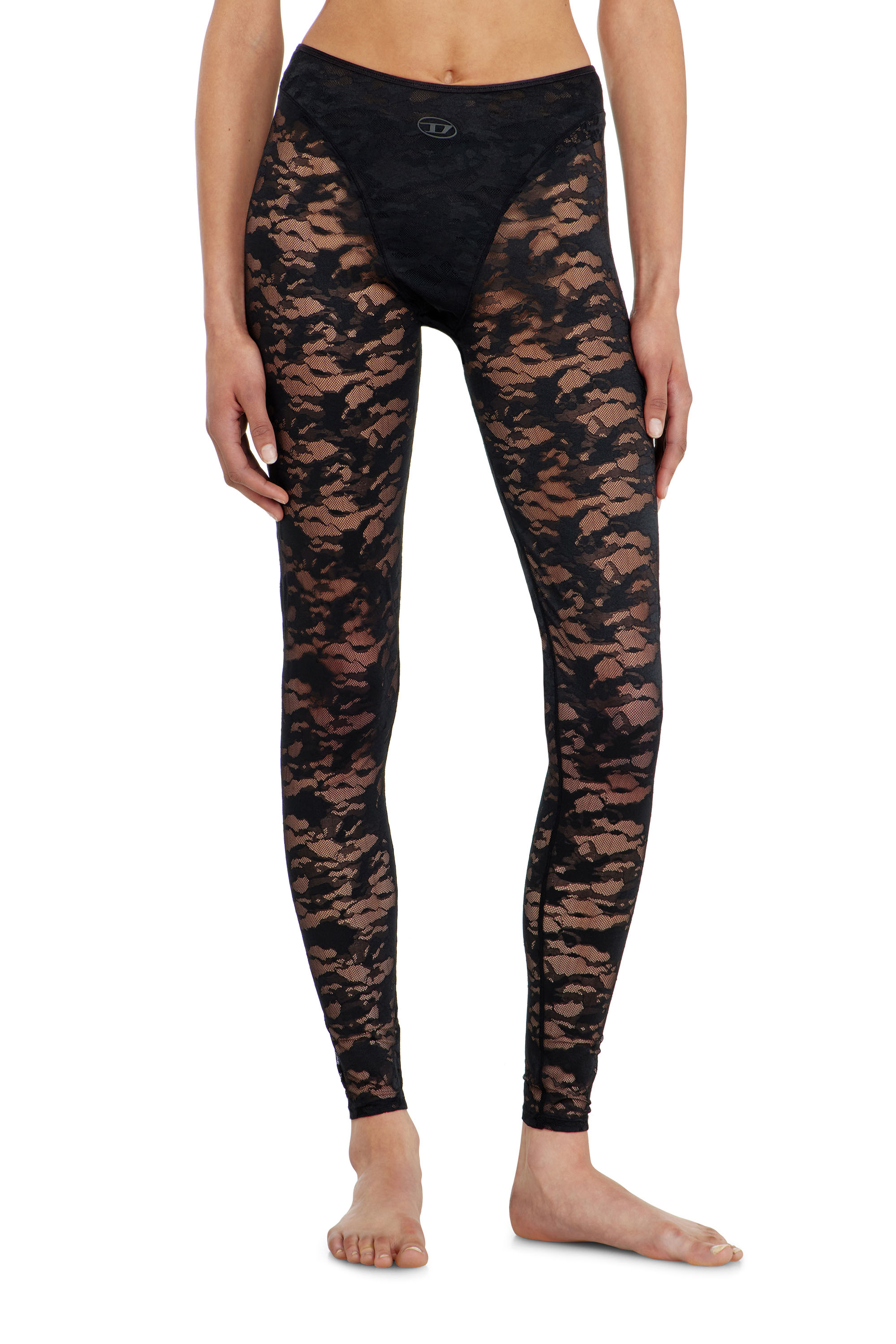 Diesel - HAYLEY-UTLT, Woman's Leggings in nylon camouflage lace in Black - 2