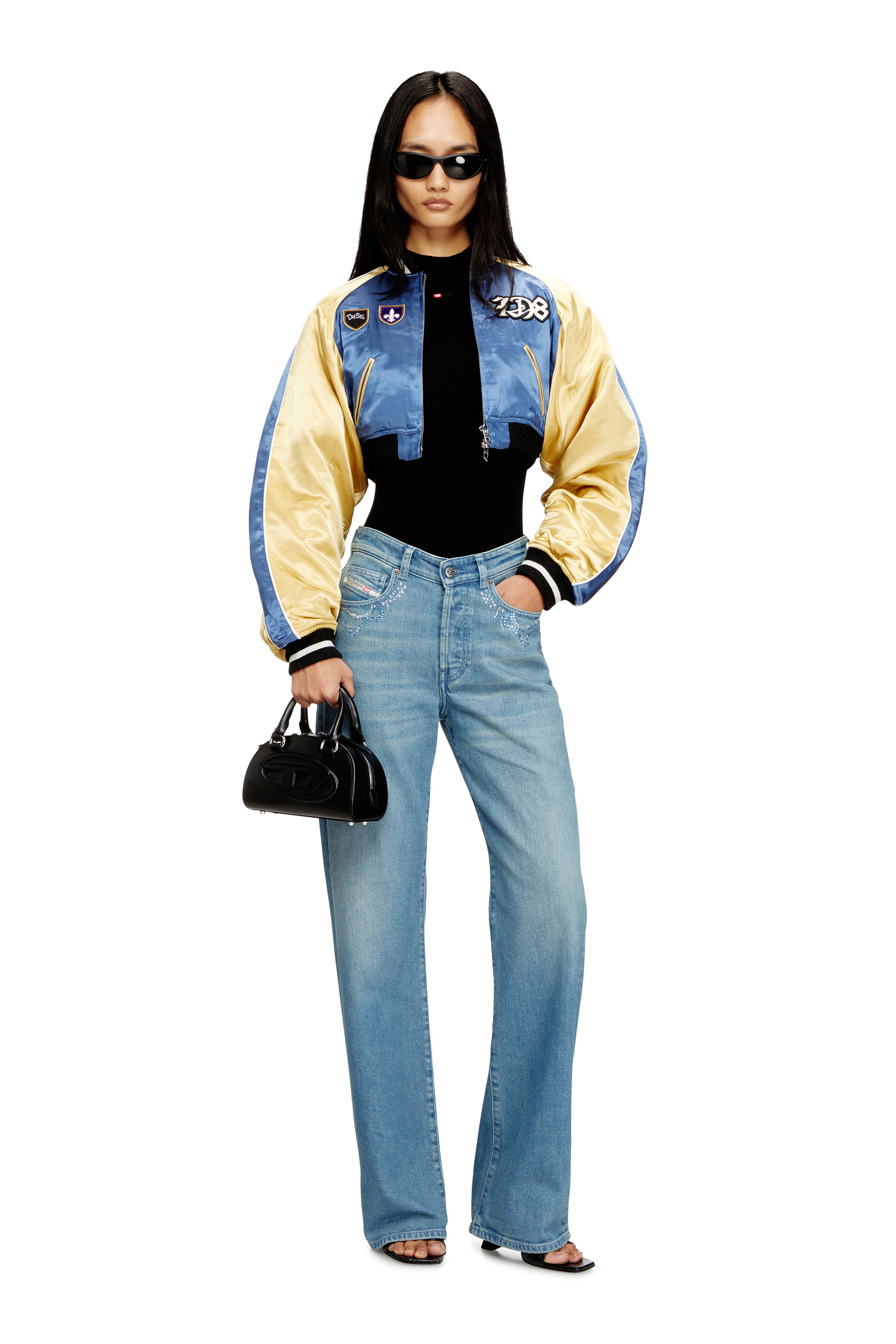 Diesel - G-OSPEL-CP, Woman's Cropped satin souvenir jacket in null - 2