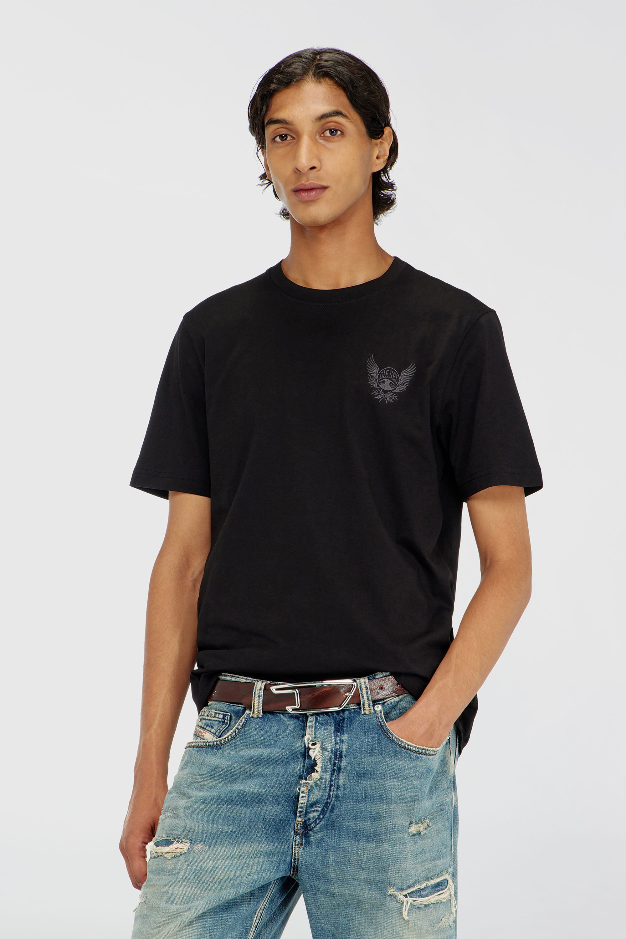 Diesel - T-ADJUST-AA8, Man's Cotton T-shirt with chest logo motif in Black - 1