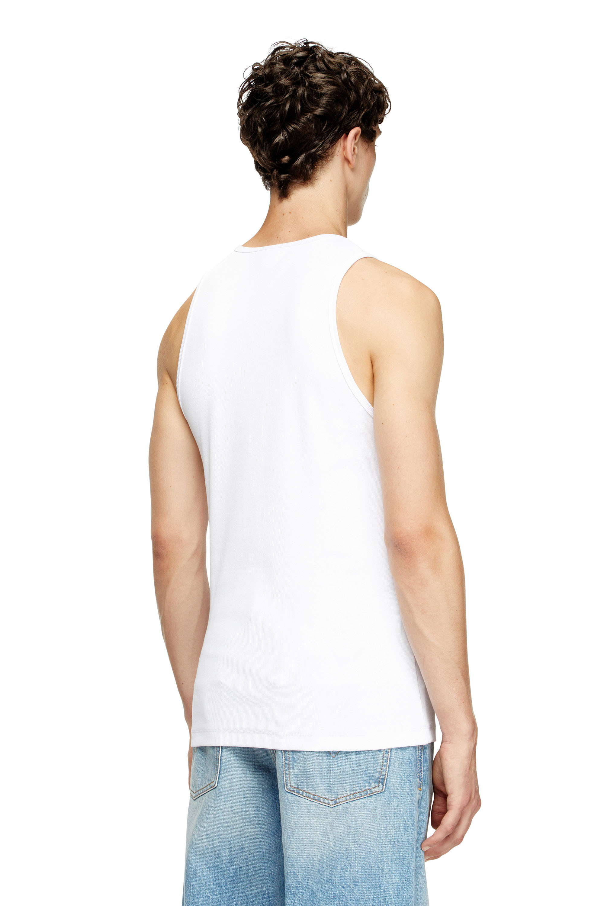 Diesel - T-LIFTY-D, Man's Tank top with mini D logo patch in White - 4
