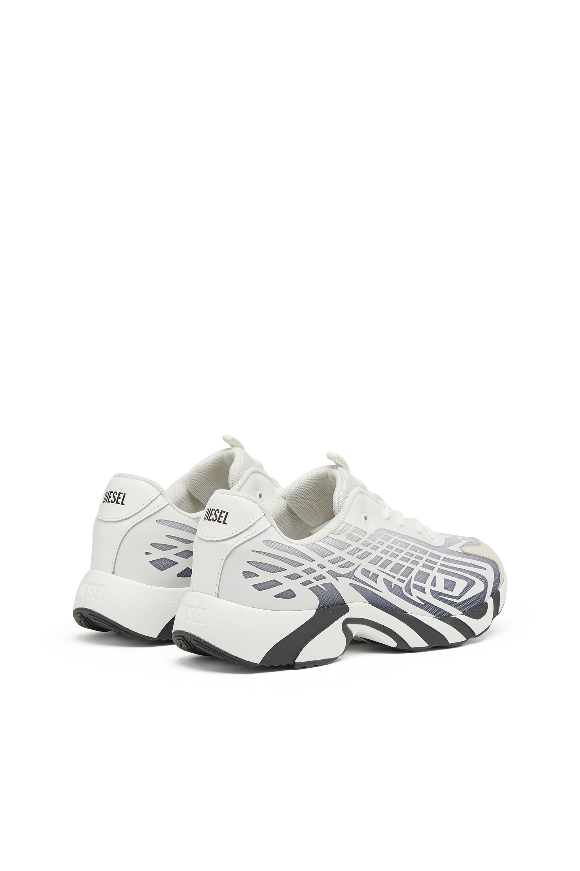 Diesel - S-D-VIT'S 500 LOW, Man's D-Vit-Sneakers in striped d&eacute;grad&eacute; mesh in White/Grey - 3