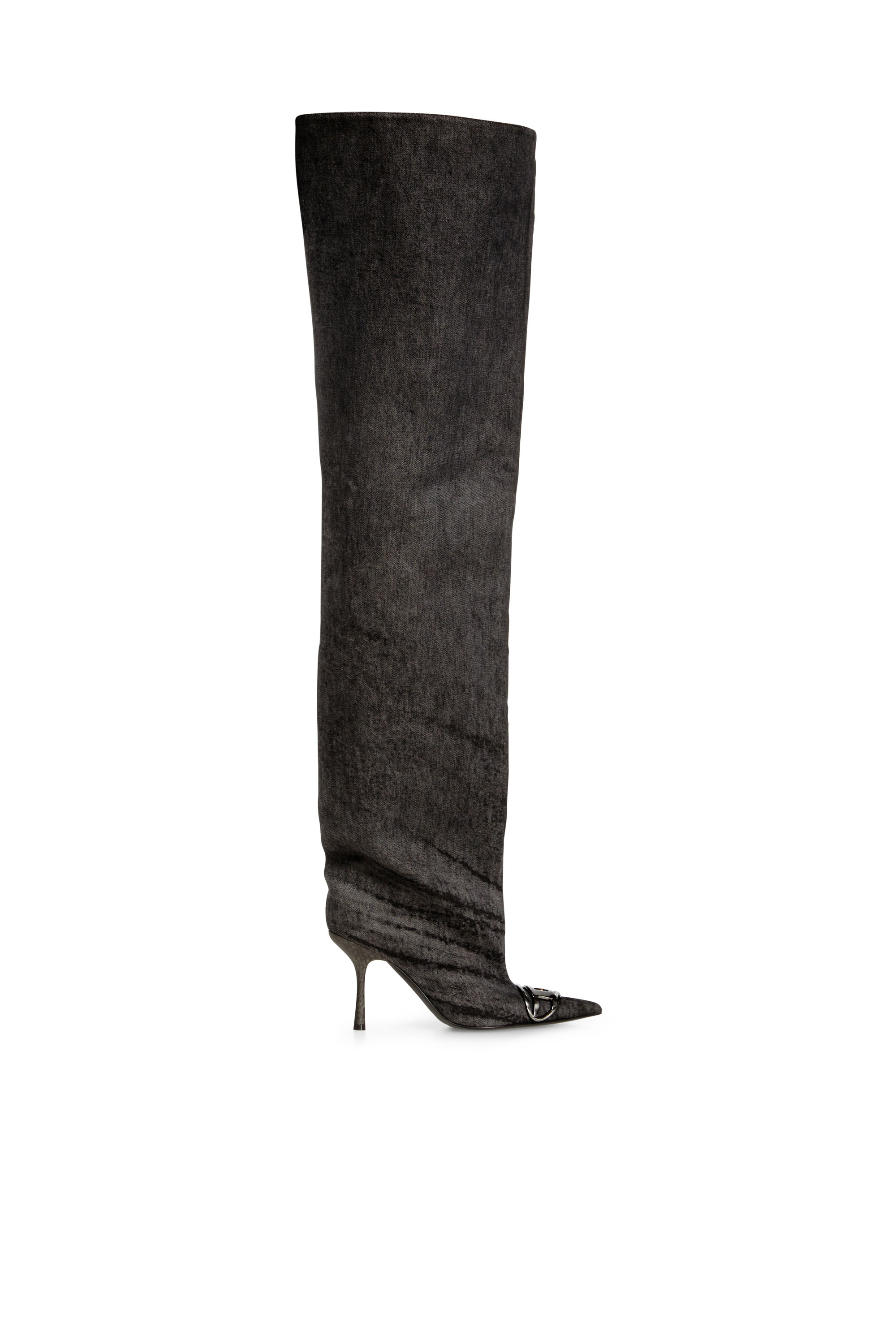 D-VENUS 90 OTK BOOT, Black Diesel - D-VENUS 90 OTK BOOT, Woman's D-Venus-Over-the-knee boots in coated denim in Black - 1