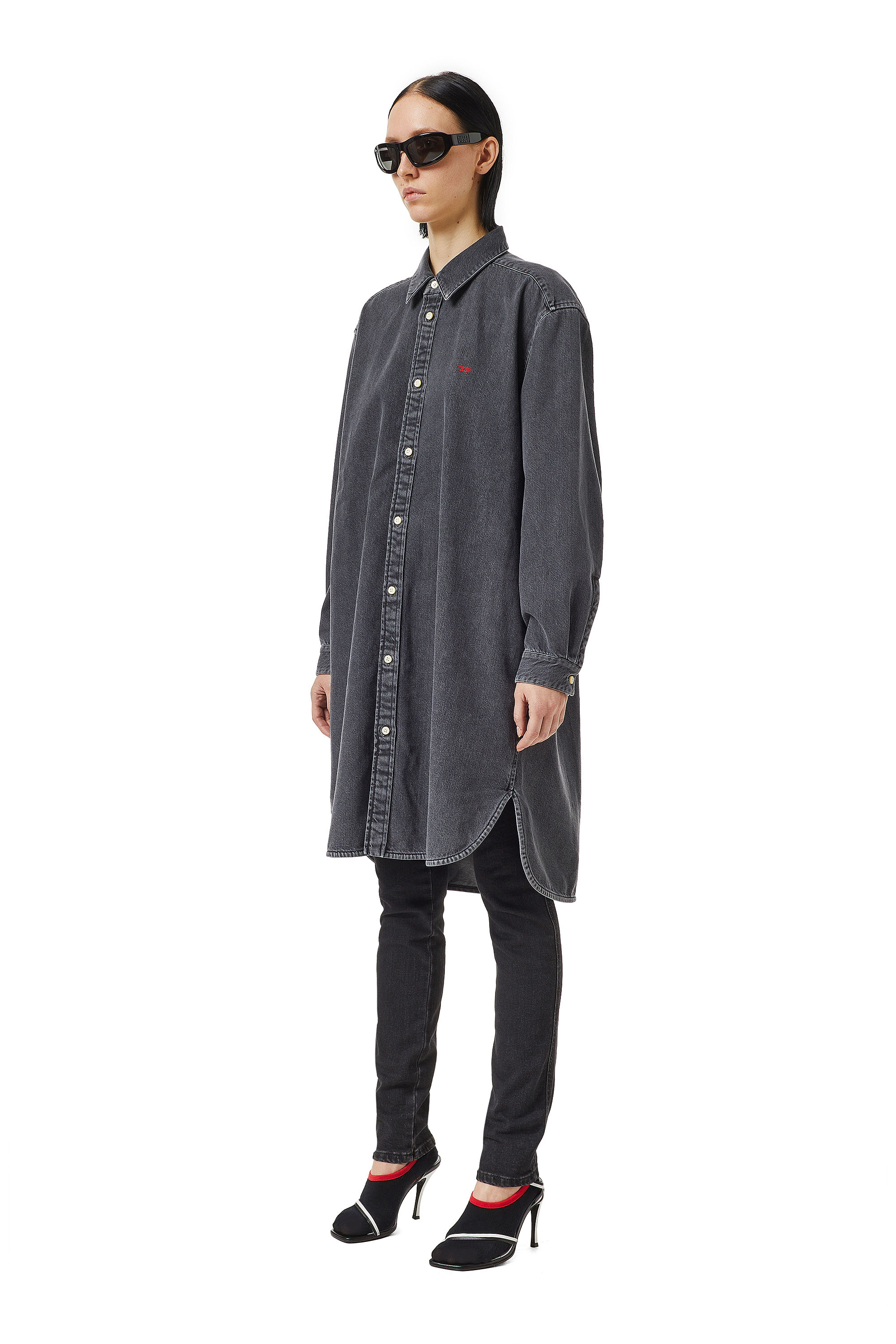 Diesel - DE-BLEX SHIRT DRESS, Black/Dark grey - Image 4