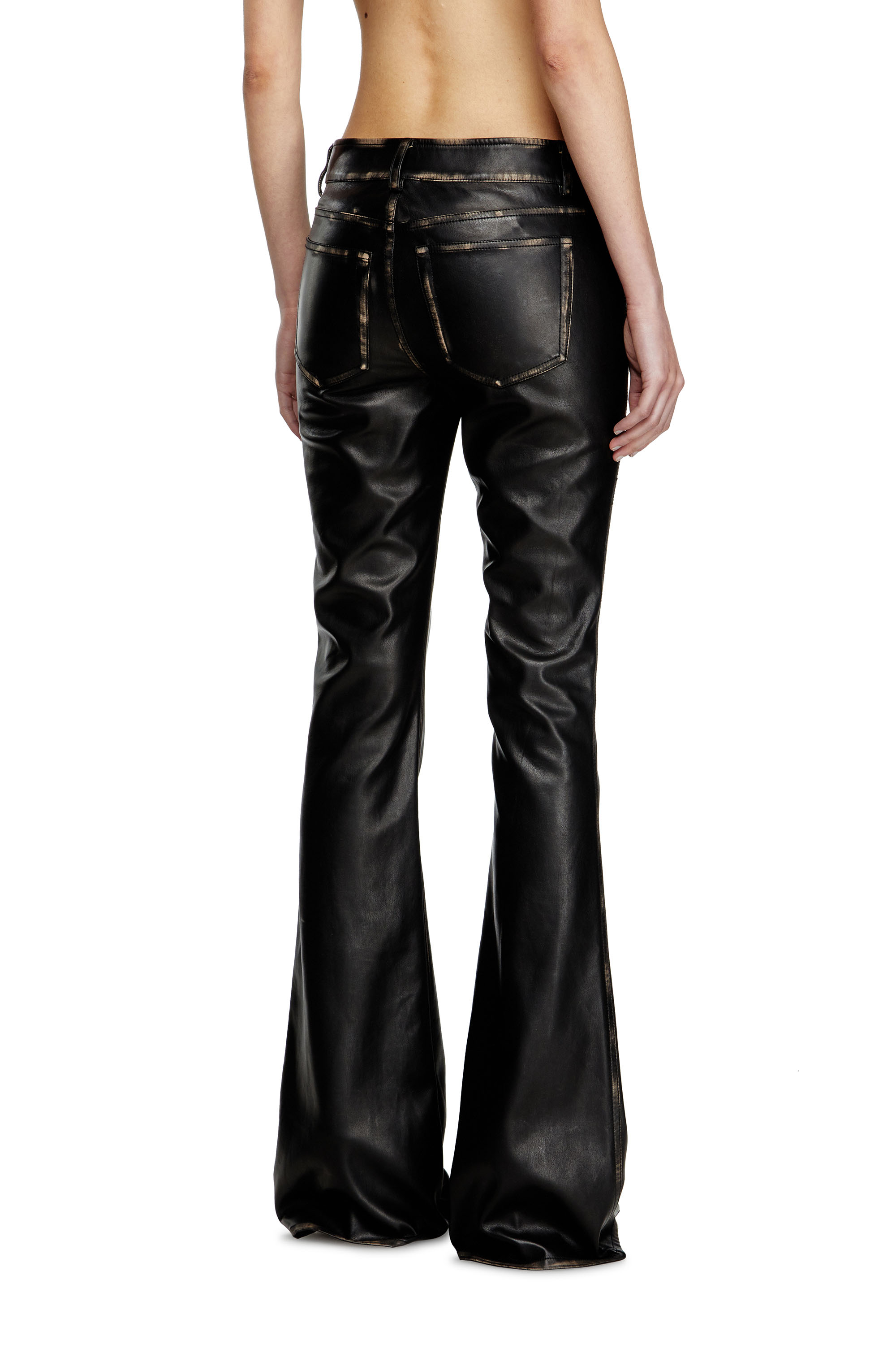 Diesel - P-STELLAR-Q1, Woman's Faux leather five pocket pants in Black - 4