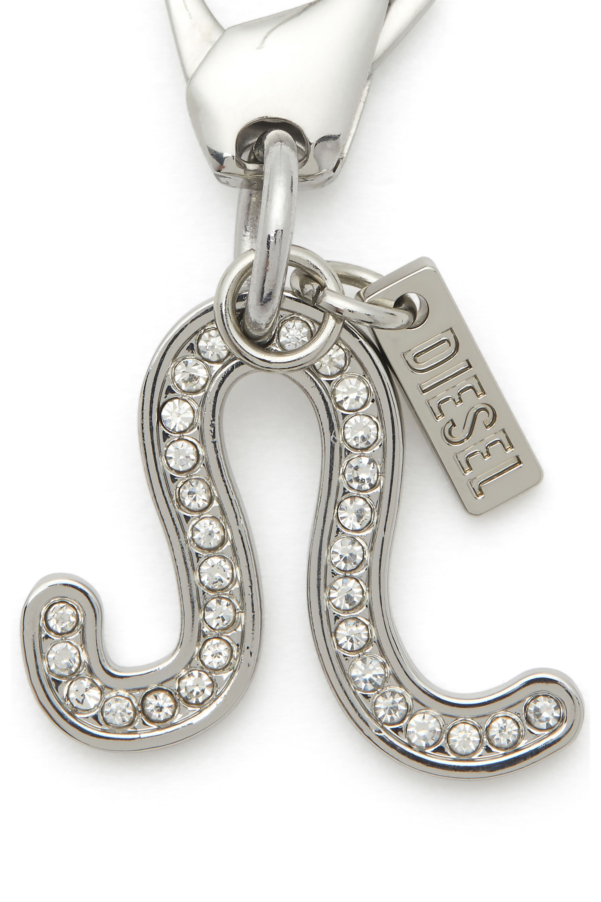Diesel - CHARM LEO, Unisex's Leo metal charm with rhinestone details in Silver - 2