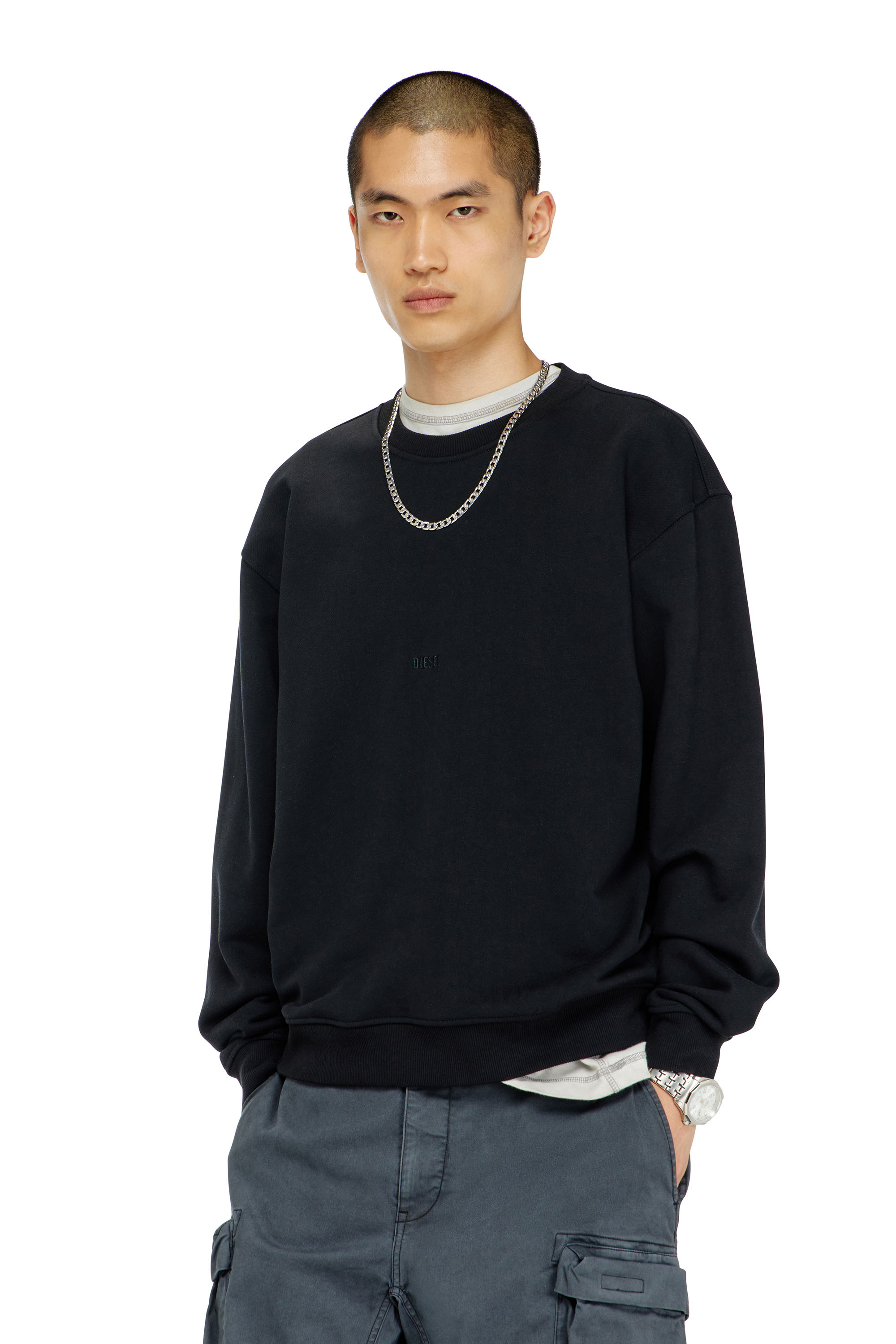 Diesel - S-NORM-AA5, Man's Cotton sweatshirt with micro logo embroidery in null - 1