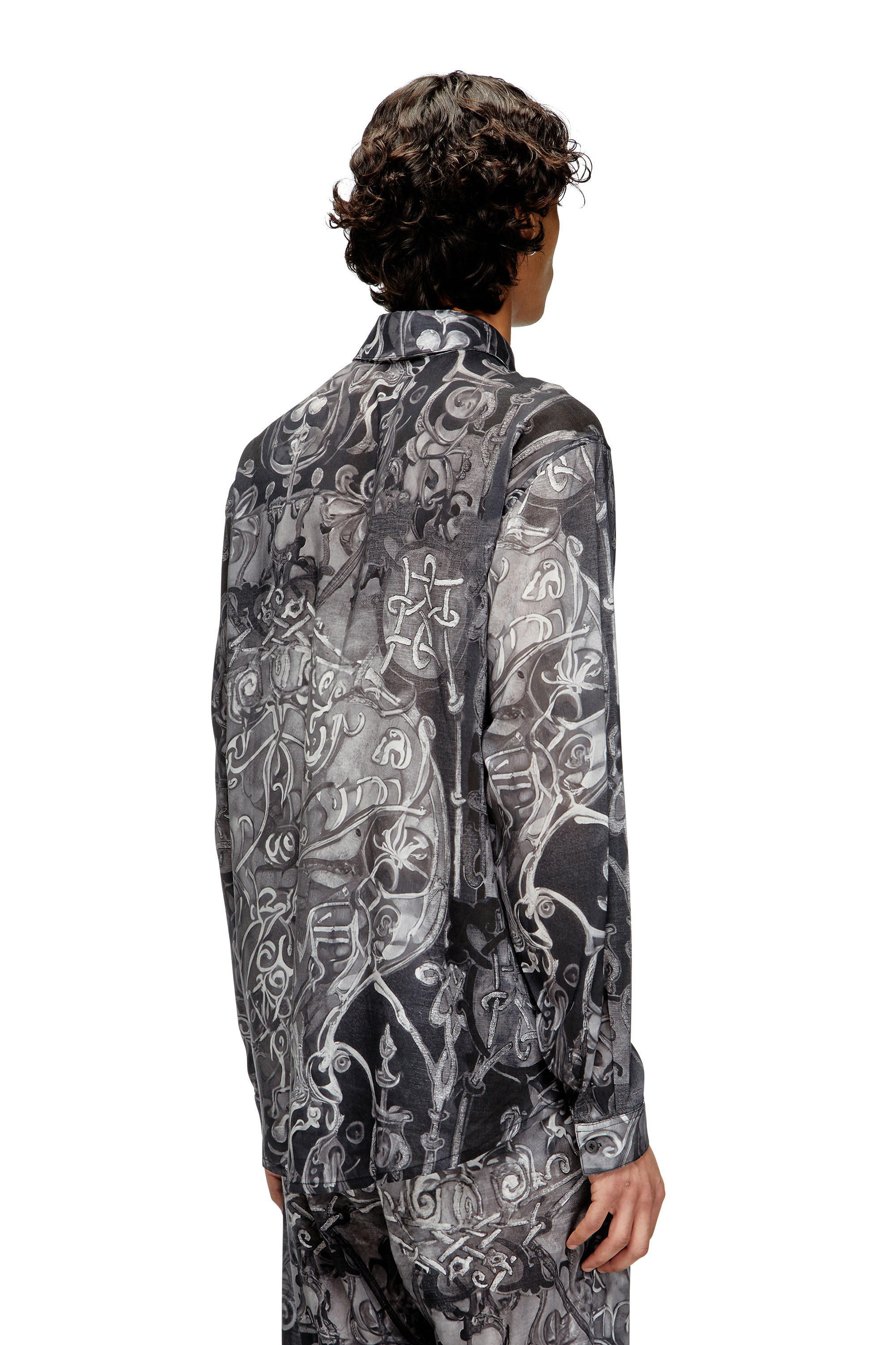 Diesel - S-SIMPLY-B-AJFW, Man's TENCEL™ shirt with medieval print in Black - 4