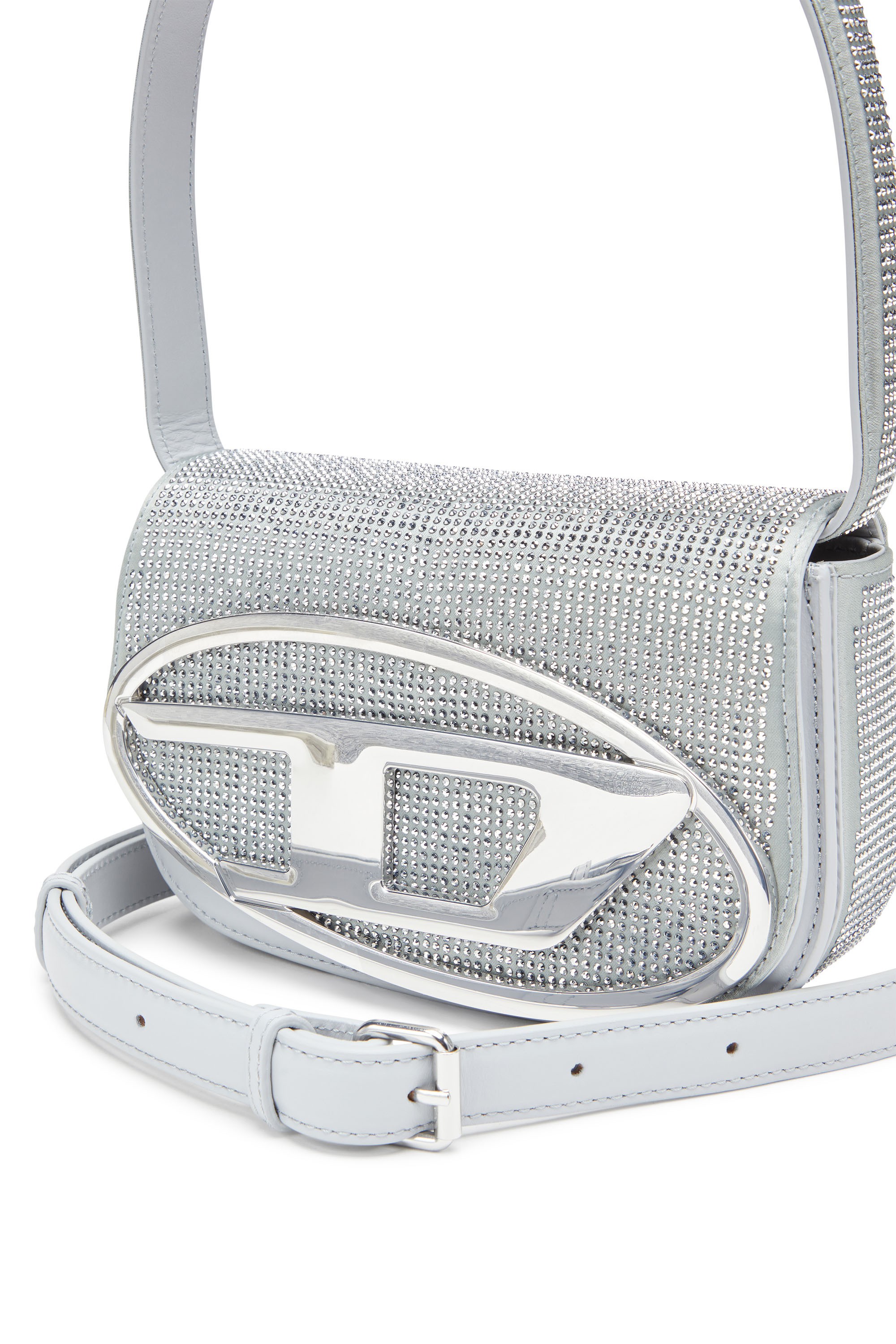 Diesel - 1DR, Woman's 1DR Shoulder Bag - Iconic shoulder bag in crystal satin in Light Grey - 5