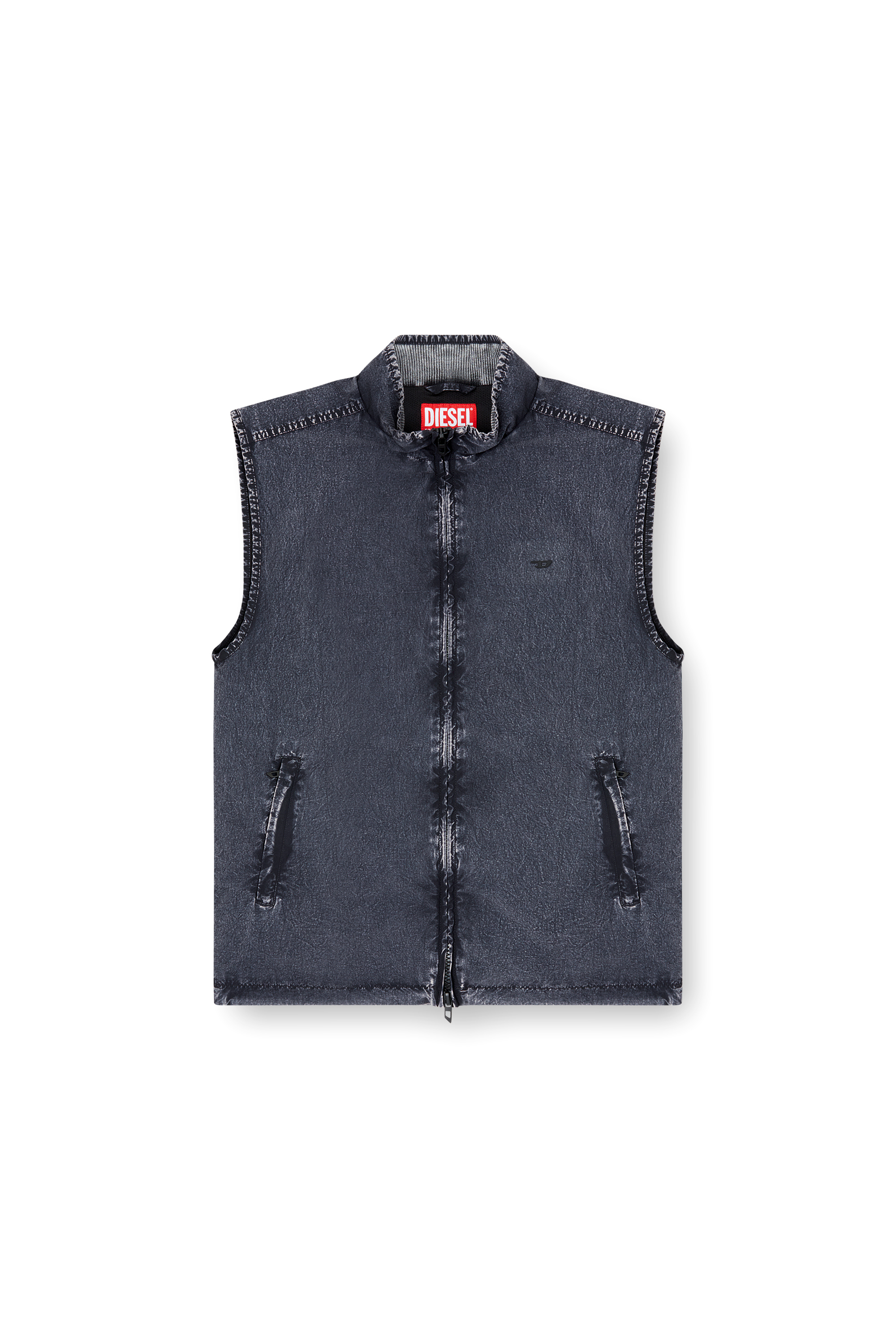 Diesel - J-ERB, Man's Vest in recycled nylon taslan in Dark Blue - 3