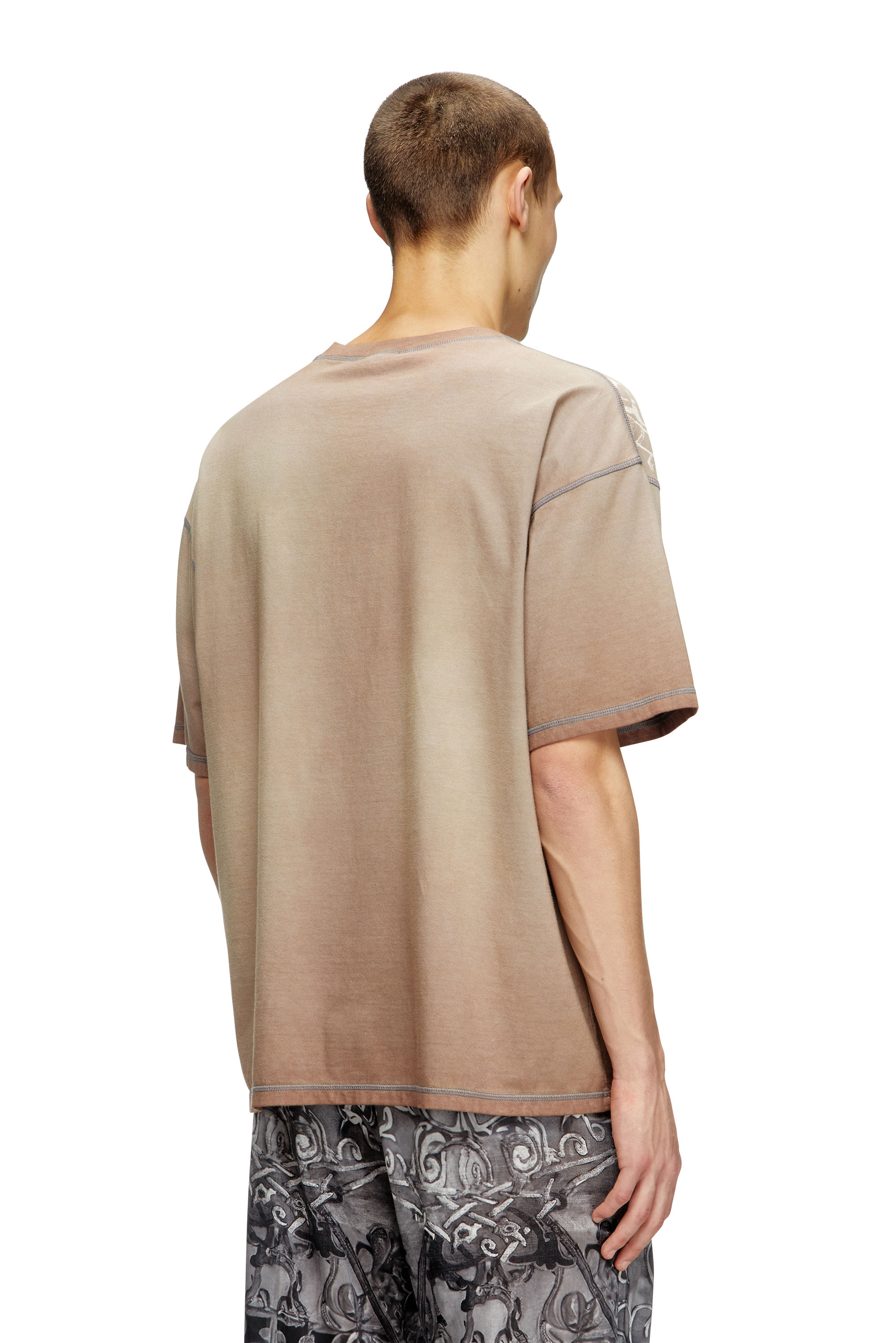 Diesel - T-BOXT-T13, Man's T-shirt with tonal medieval print in Light Brown - 4