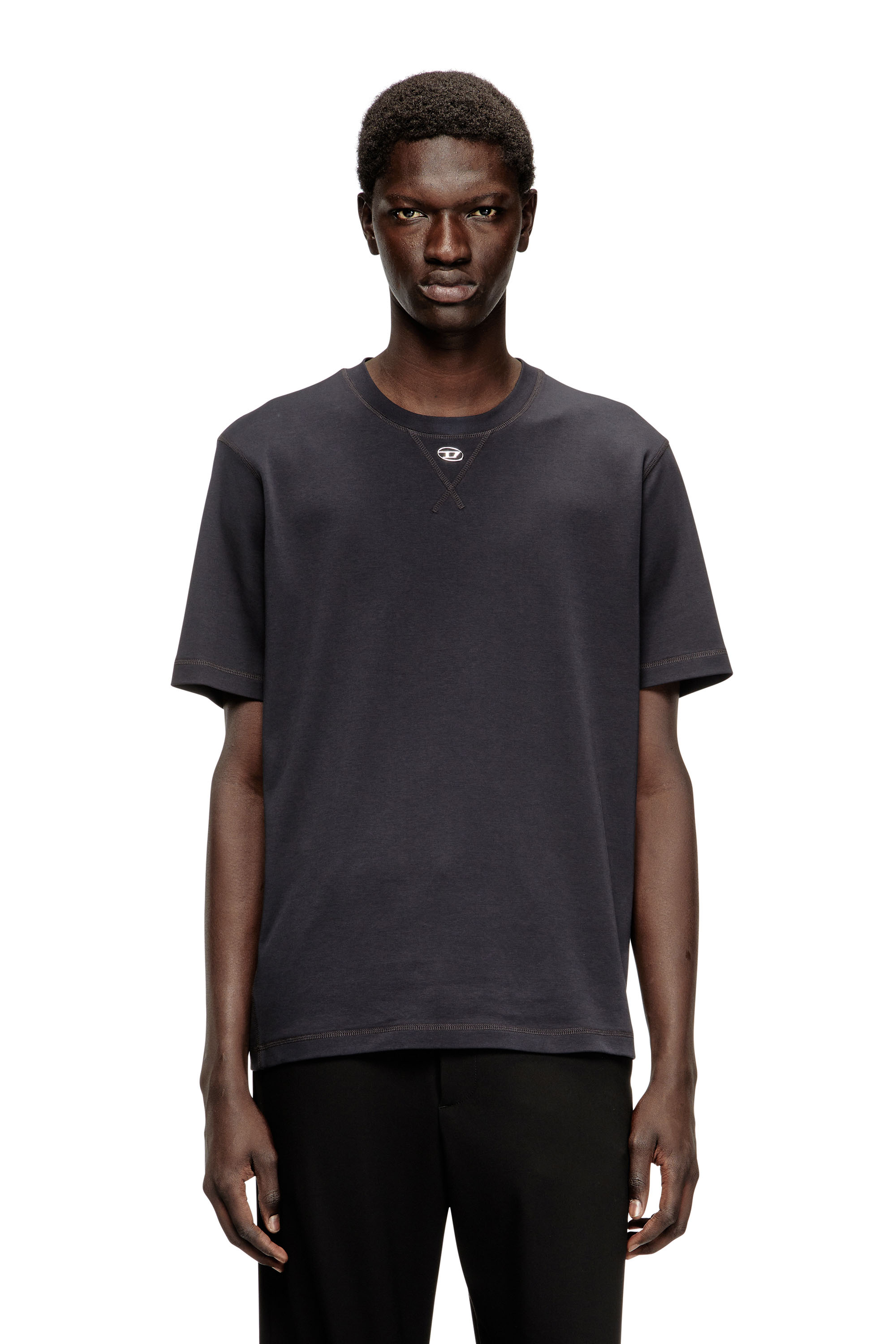 Diesel - T-MADJUST-TR, Man's Regular T-shirt with crew neck and Oval D in Dark grey - 3