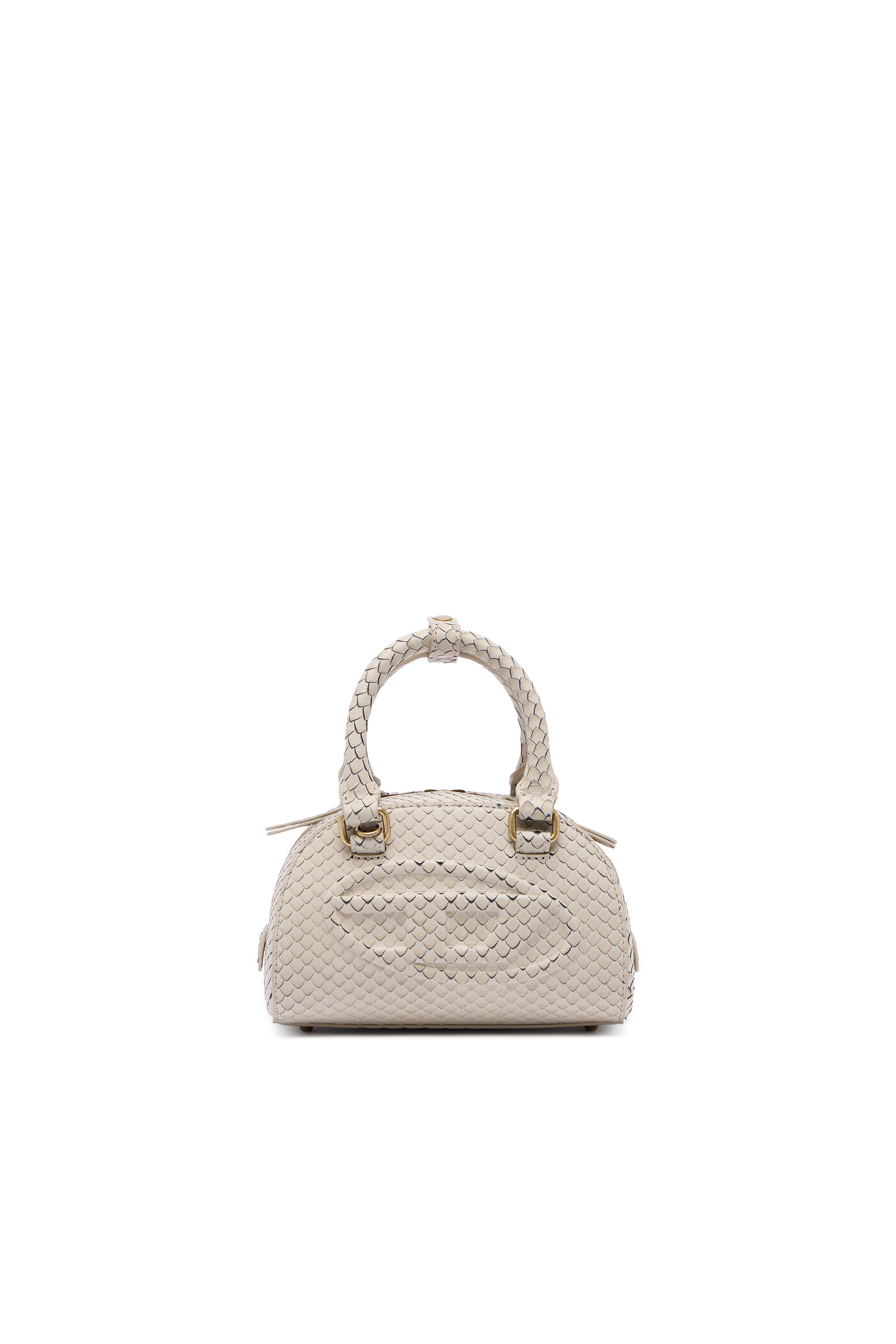 Diesel - 1DR DOME CROSSBODY, Woman's 1DR Dome-Mini bowling bag in snake-effect leather in Beige - 1