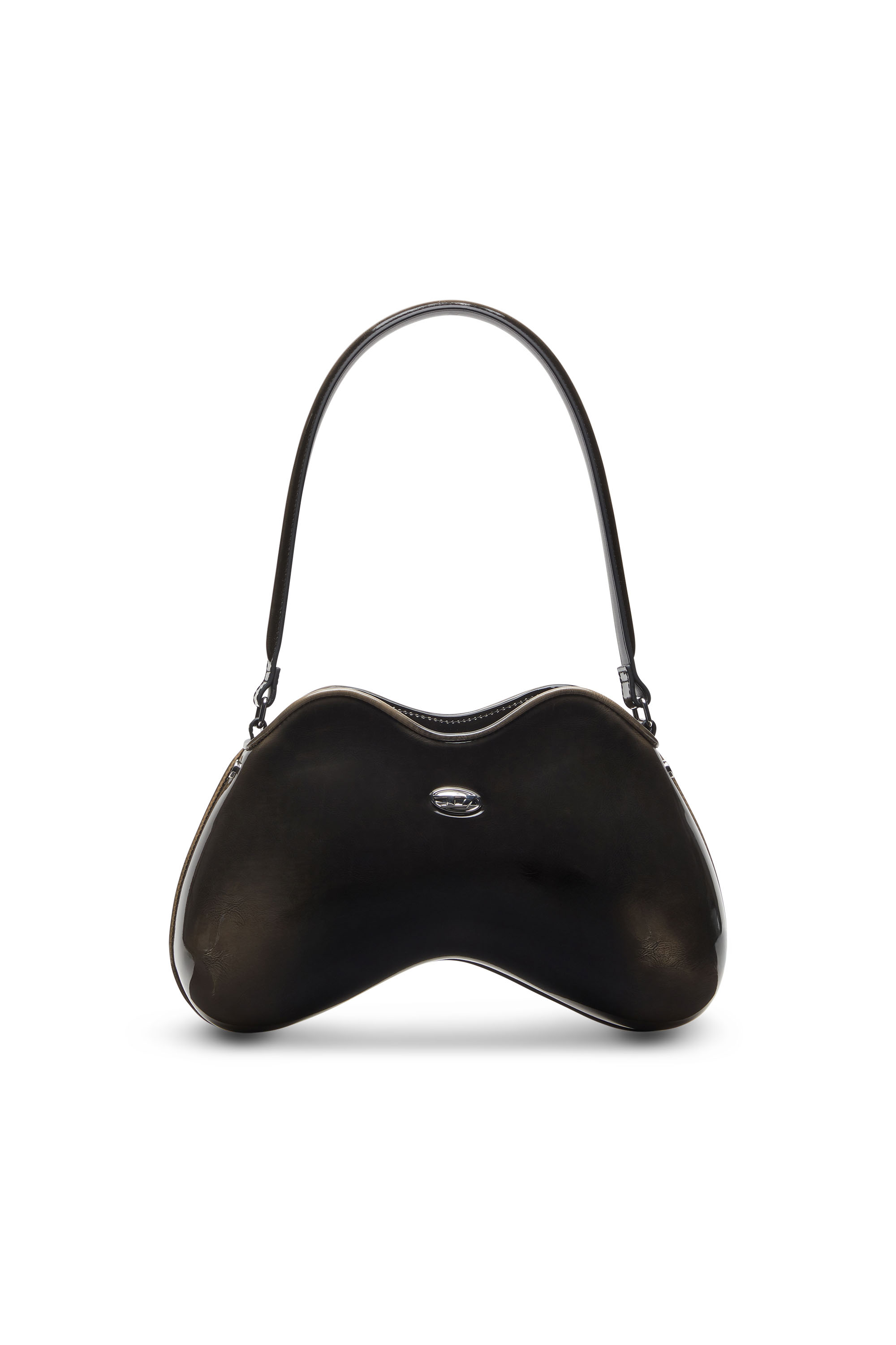Diesel - DOUBLE-D SHOULDER, Woman's Double-D-Rigid shoulder bag in dégradé glossy PU in Black/Bronze - 1