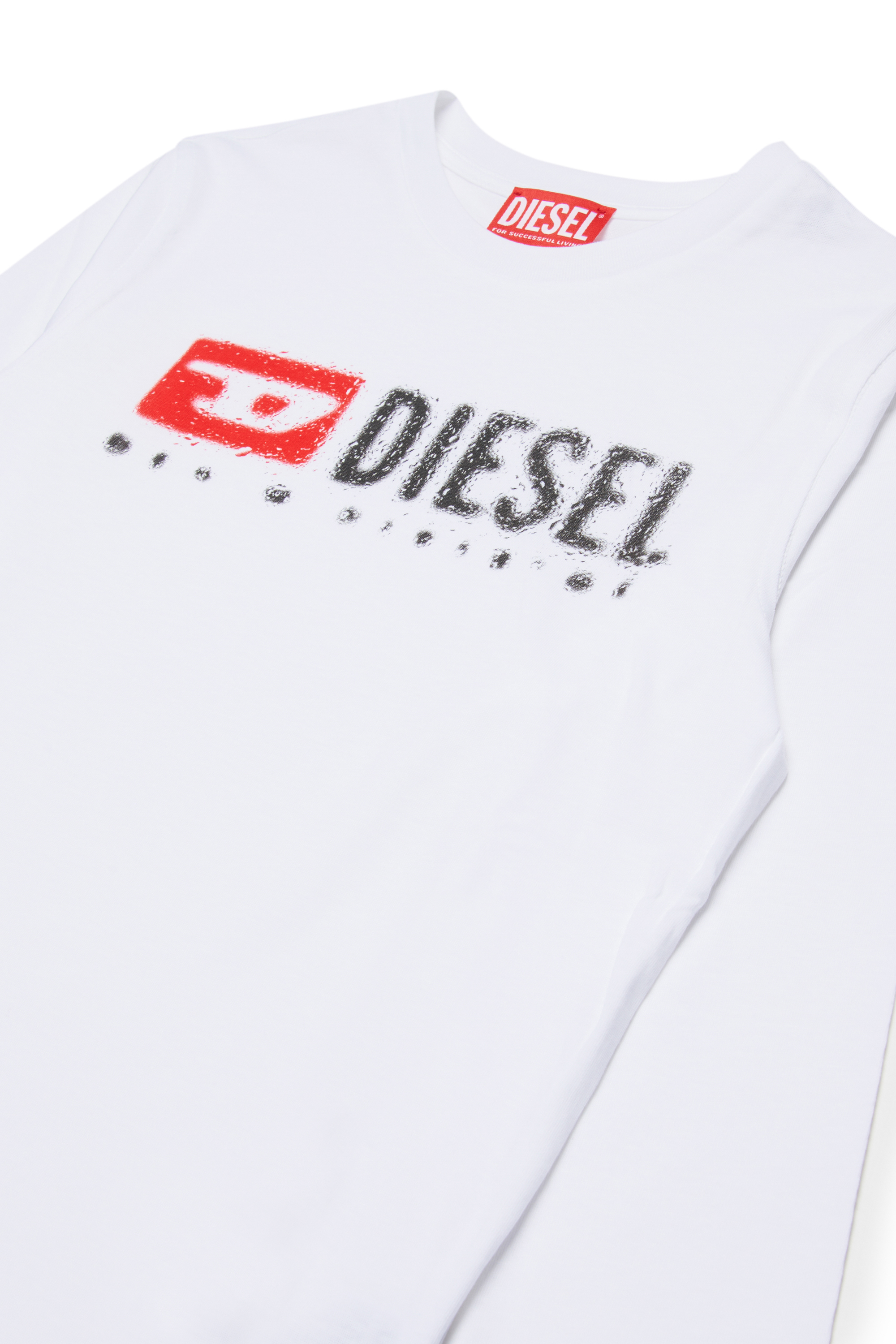 Diesel - TDROPS, Man's Cotton crew neck T-shirt with logo print in White - 3