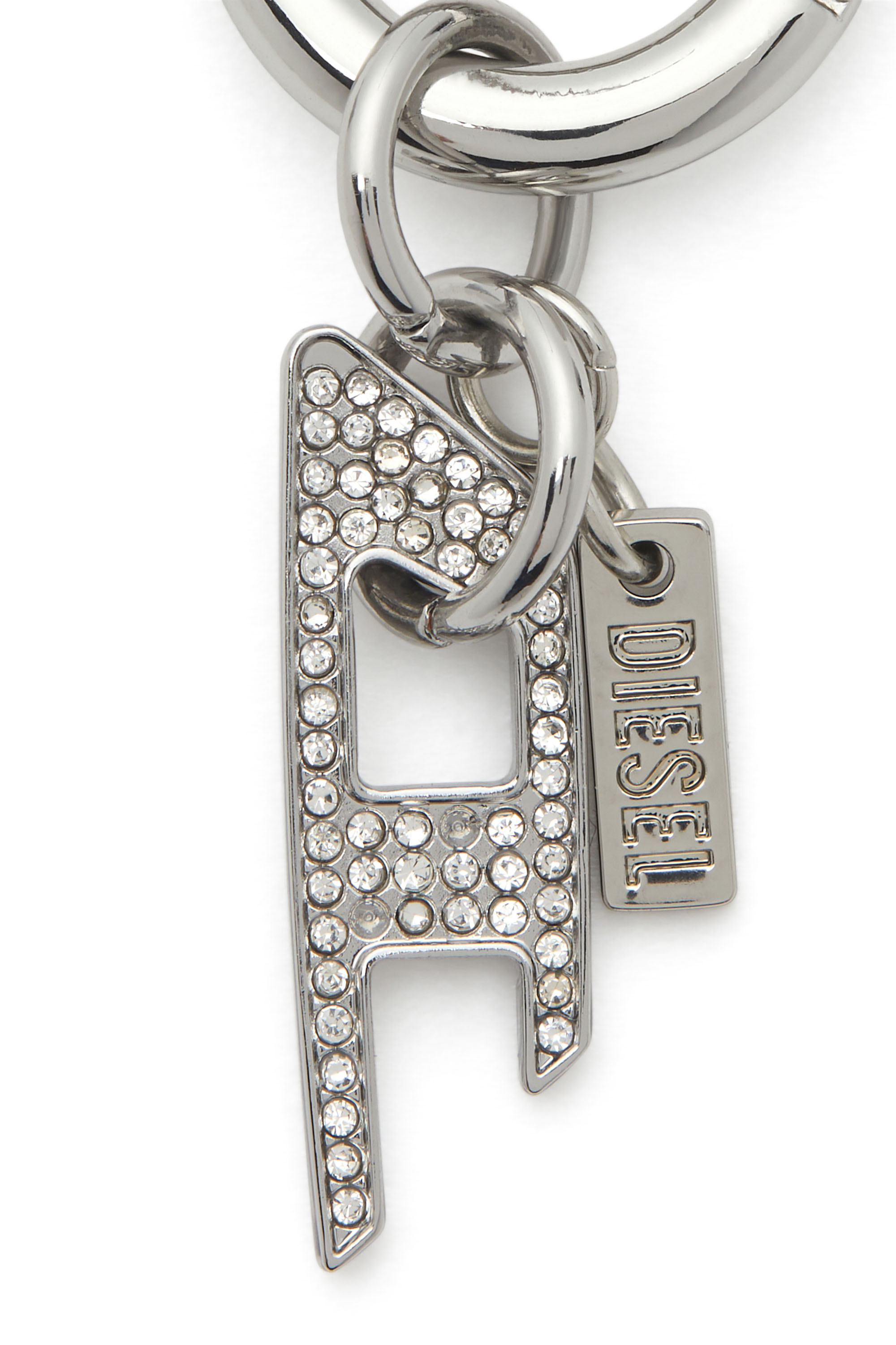 Diesel - CHARM-D, Unisex's Metal keyring with rhinestones D logo charm in Silver - 2