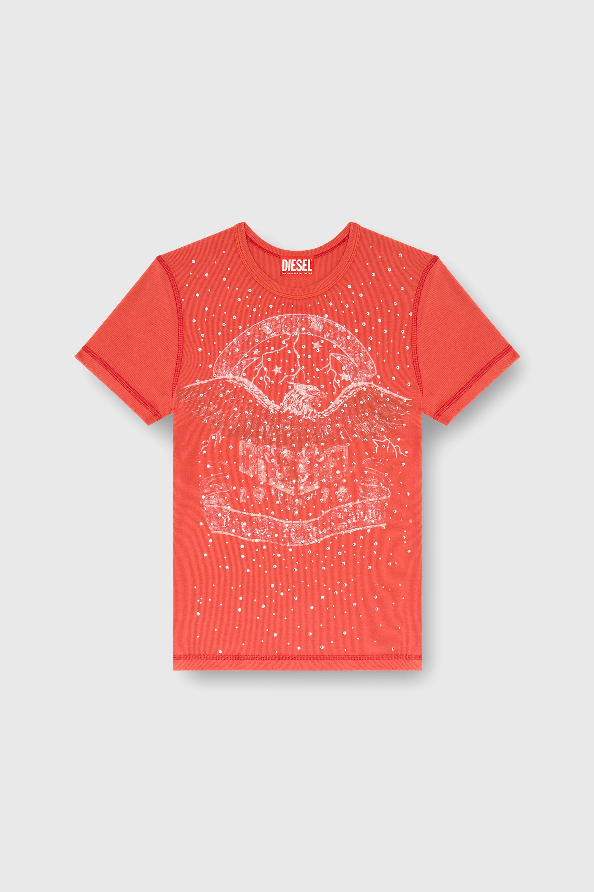 Diesel - T-MARSY-RIB-CRY, Woman's T-shirt with concert graphics and crystals in null - 2