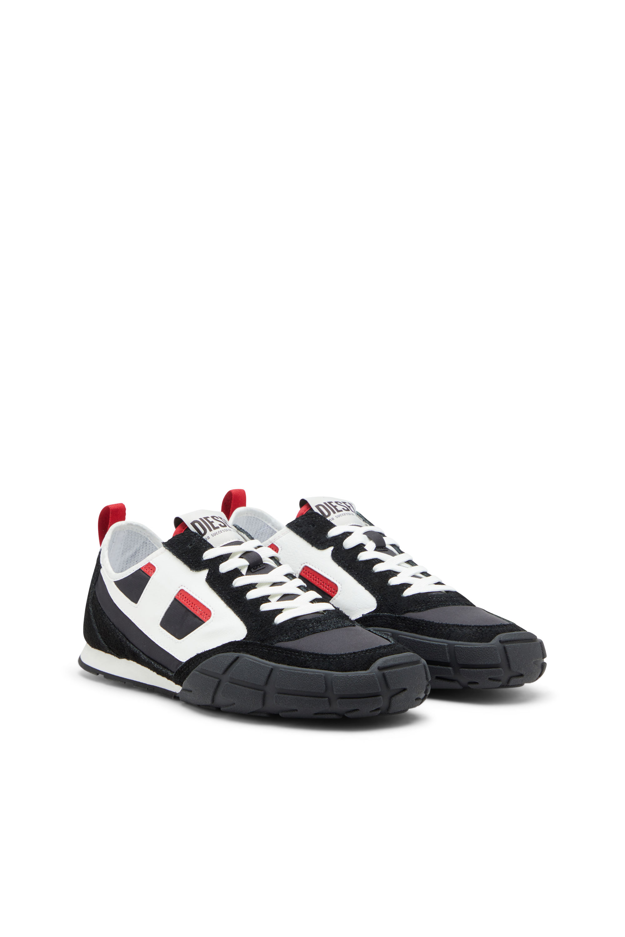 S-PAGODHA LOW, Black/Red Diesel - S-PAGODHA LOW, Man's S-Pagodha-Sneakers in leather, suede and ripstop in Black/Red - 2