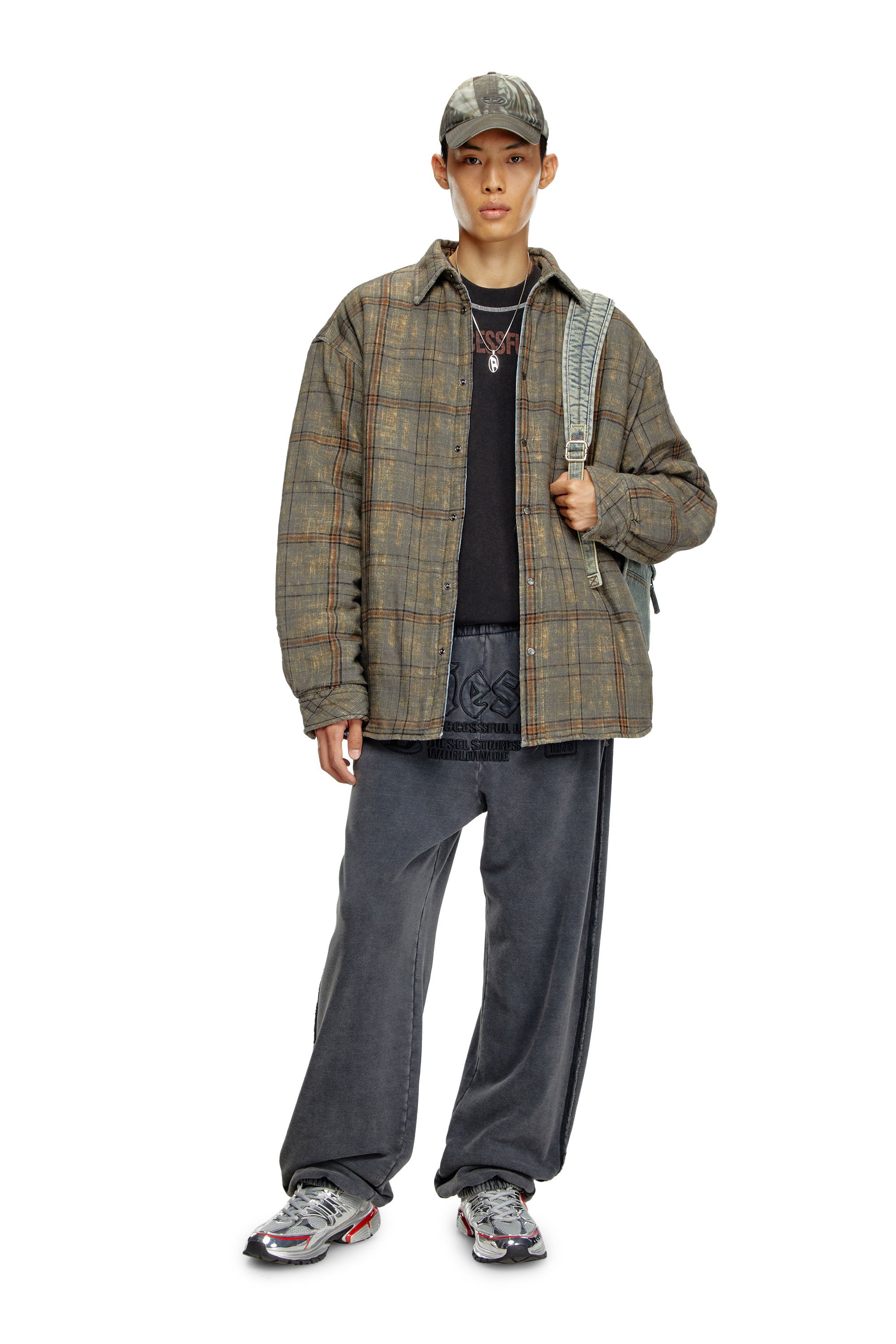 Diesel - S-HAMME, Man Padded jacket in checked slub cotton in Multicolor - Image 2