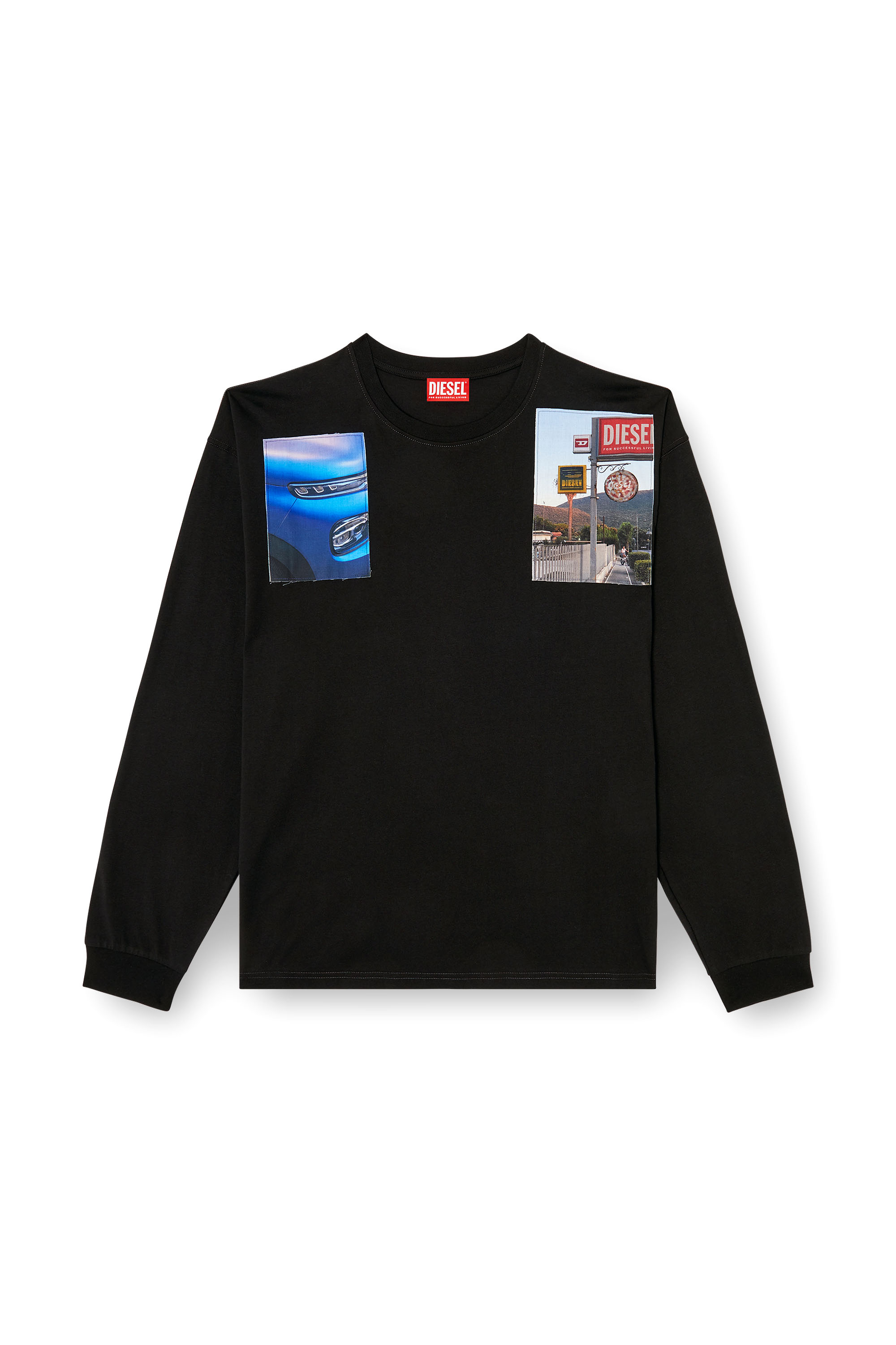 Diesel - T-BOXT-LS-T5, Man's Long-sleeve T-shirt with logo photo patches in Black - 3