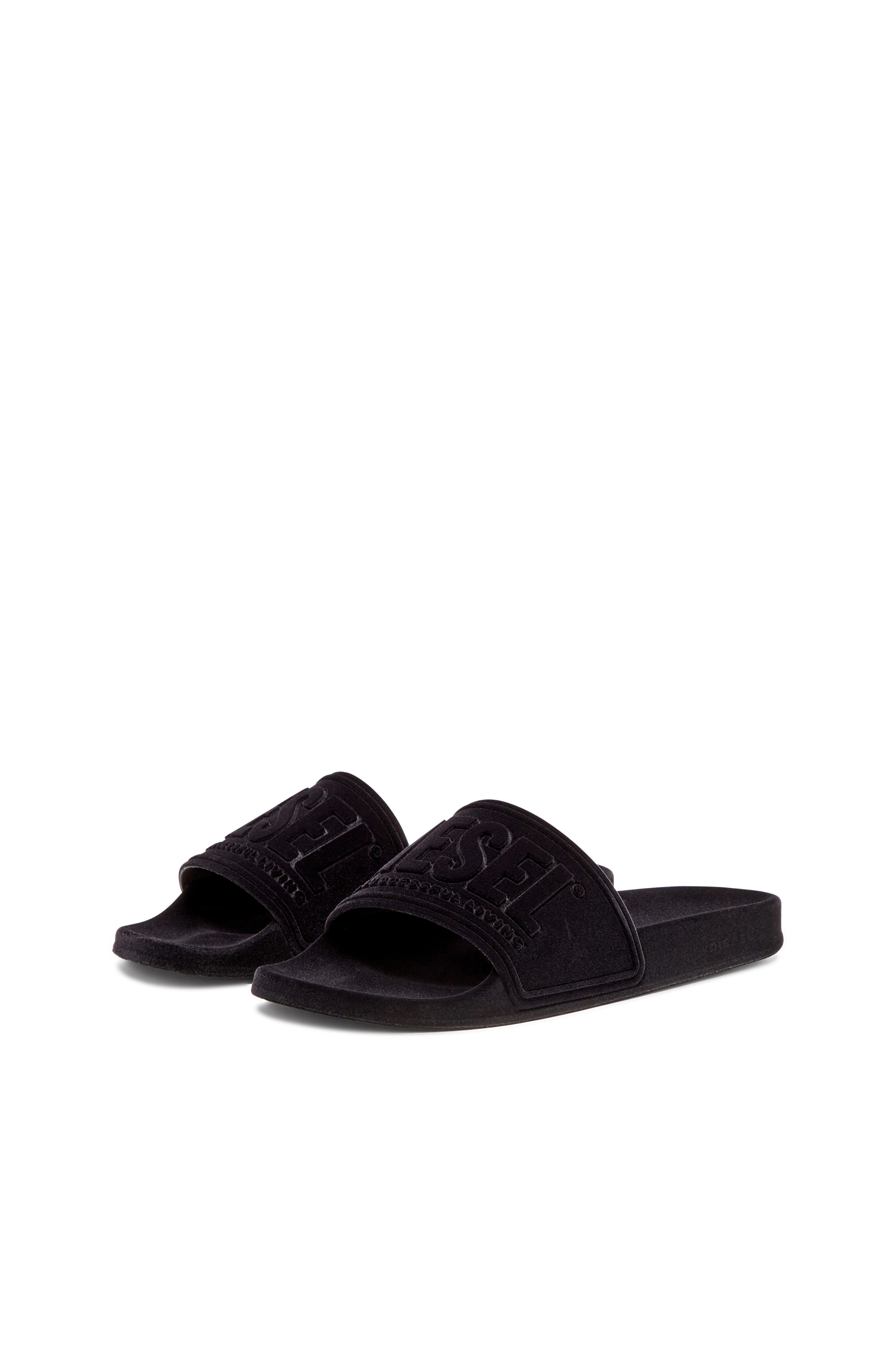 Diesel - SA-MAYEMI CC W, Woman's Sa-Mayemi-Pool slides with velvety flocking in Black - 8