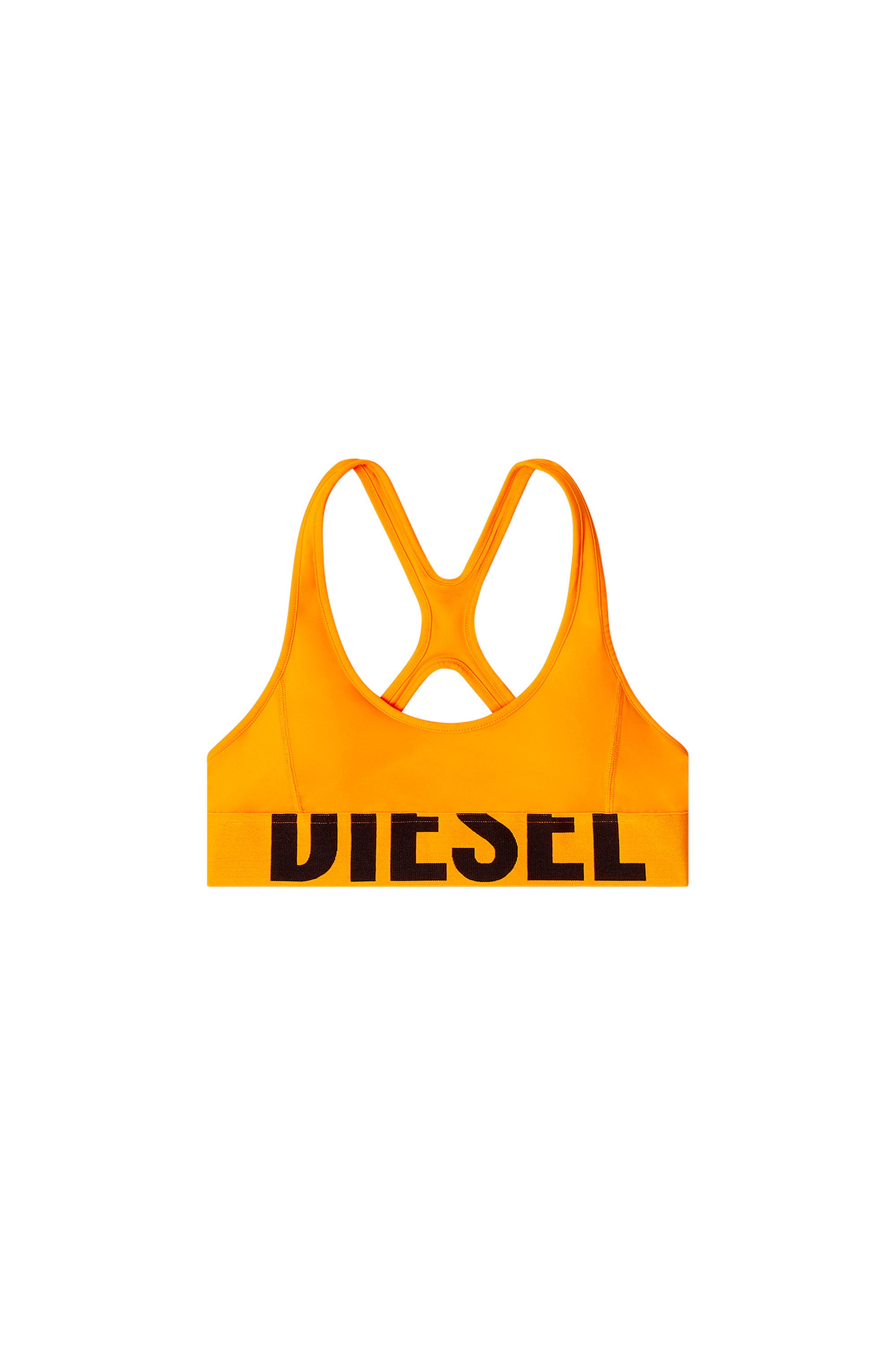 Diesel - ALLISON-D-POP, Woman's Microfibre sports bra with cut-off logo in Orange - 4