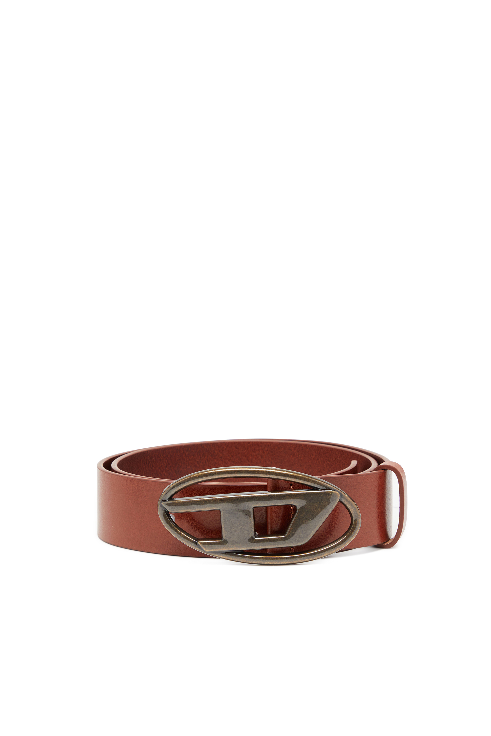 Diesel - B-1DR, Man's 3.9cm leather belt with D buckle in Brown - 1