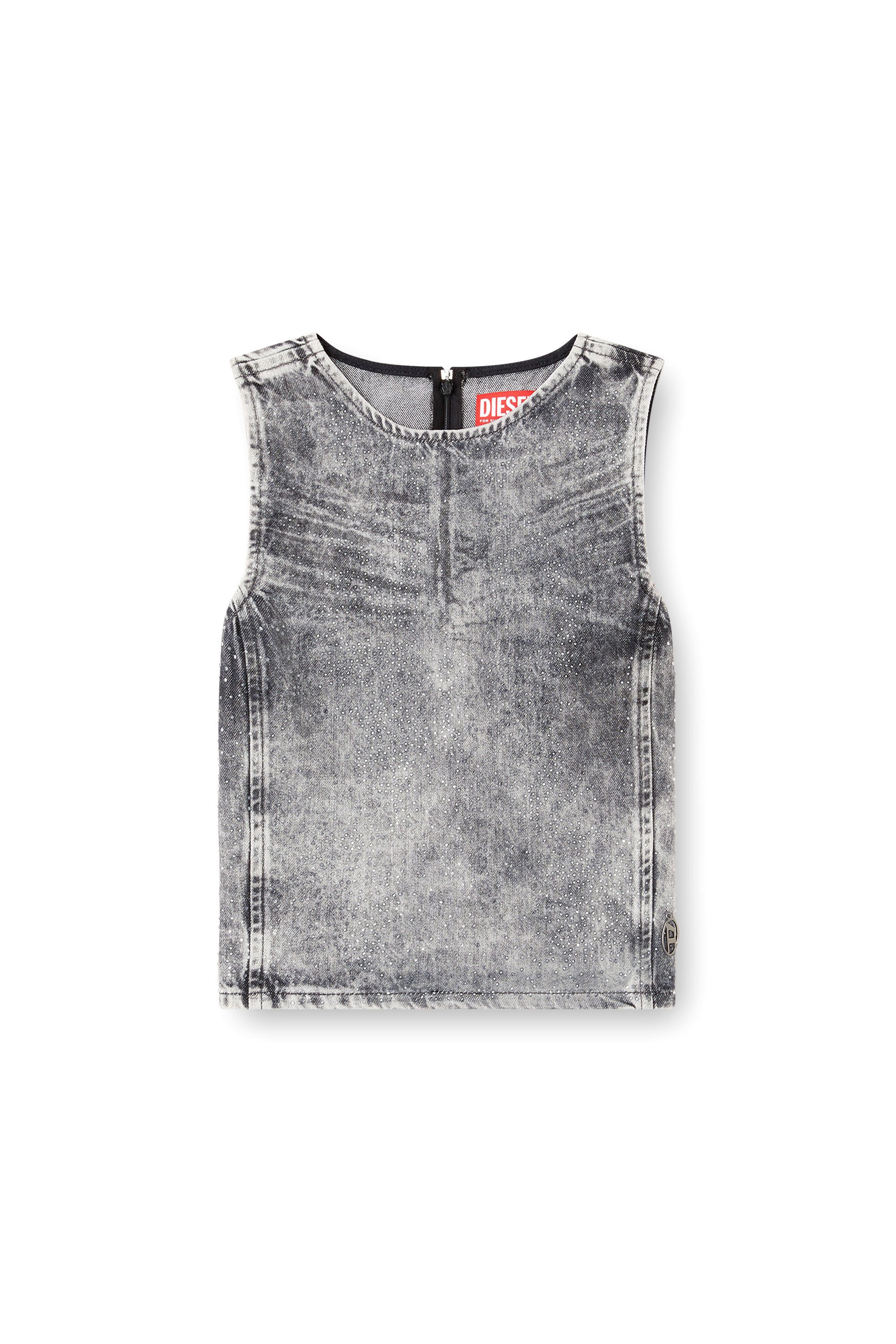 Diesel - DE-PINAR-S, Woman's Sleeveless top in crystal denim in Dark grey - 5