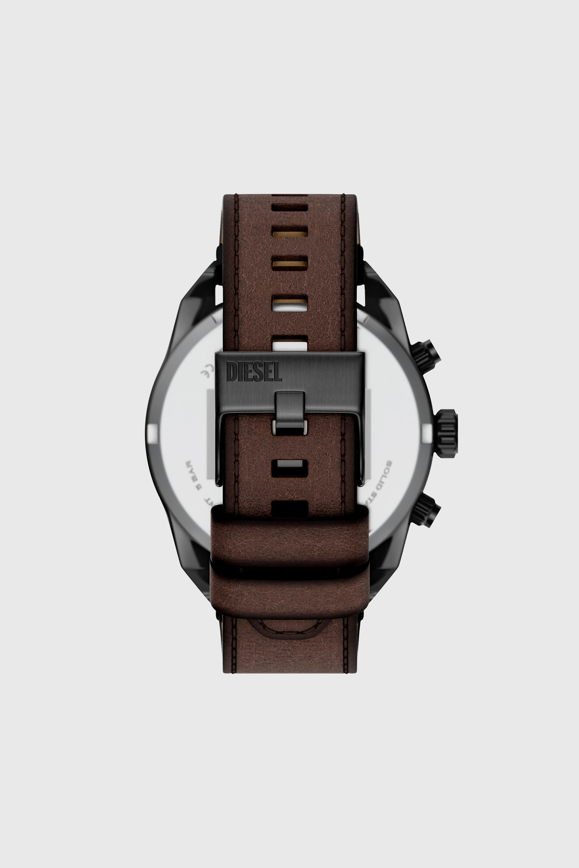 Diesel - DZ4735 WATCH, Man's Spiked brown leather watch in Brown - 3
