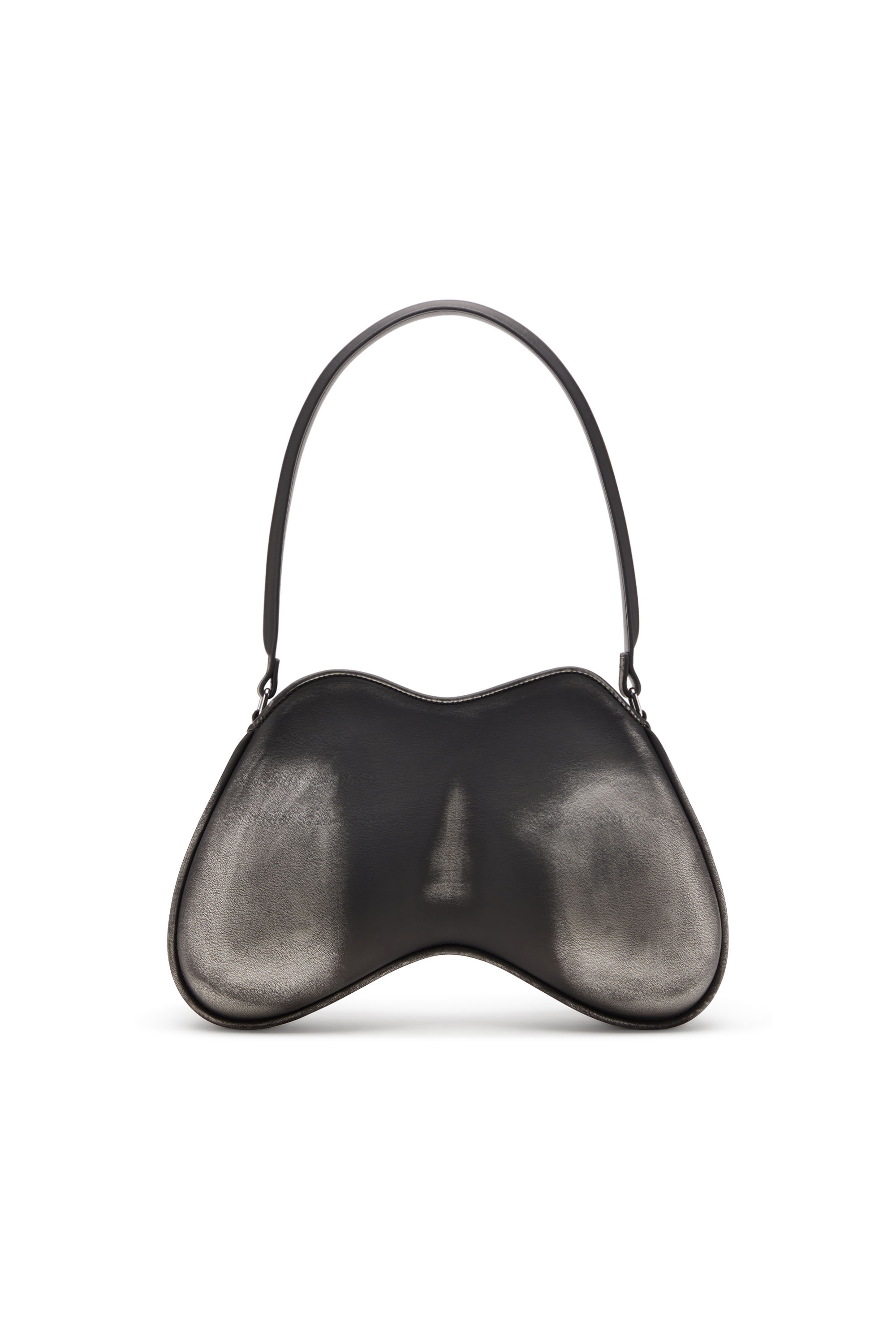 Diesel - DOUBLE-D SHOULDER, Woman's Double-D-Rigid shoulder bag in brushed PU in Black/Silver - 3