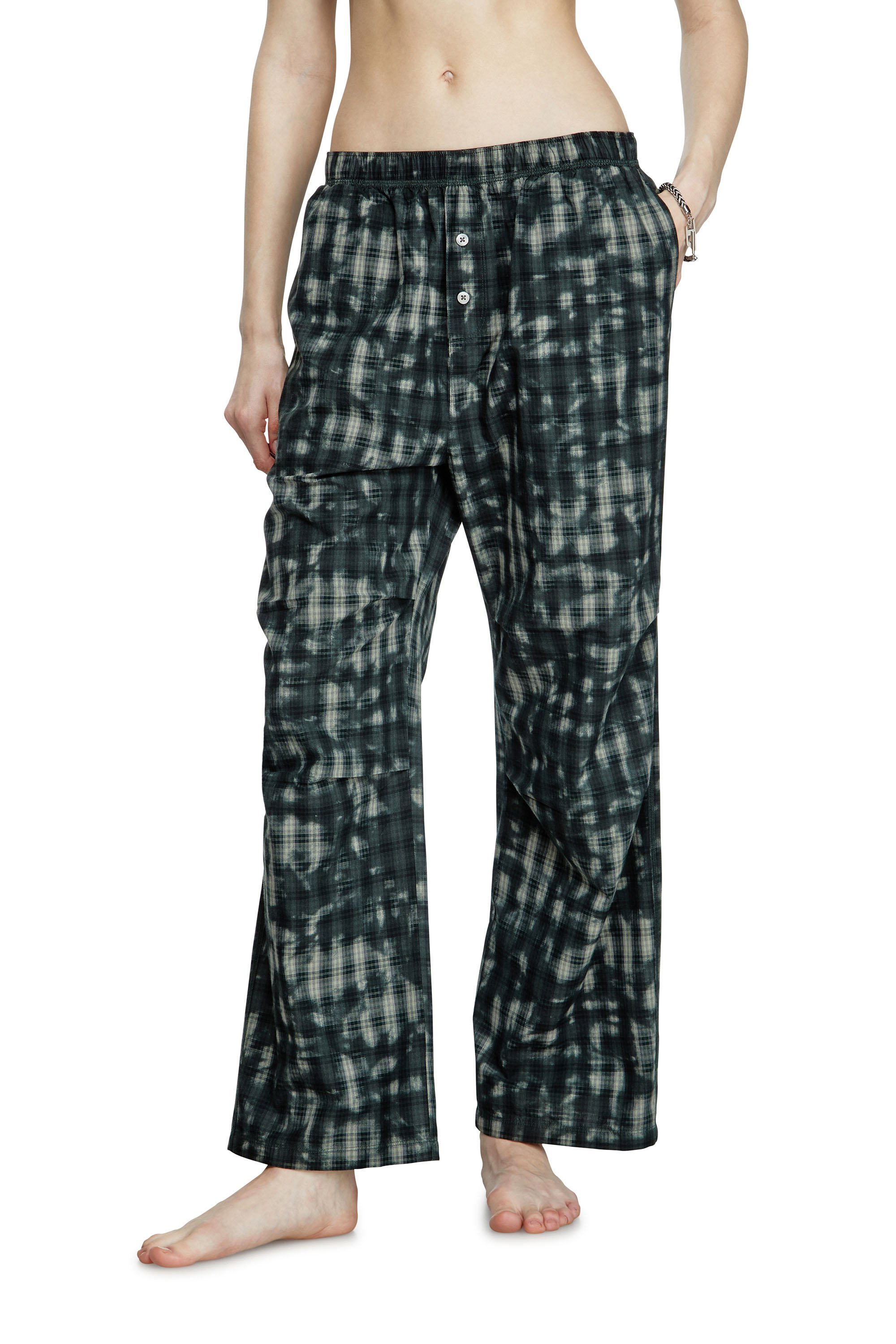 Diesel - VINCE-UTLT, Unisex's Pyjama bottoms with check print in Dark Green - 5