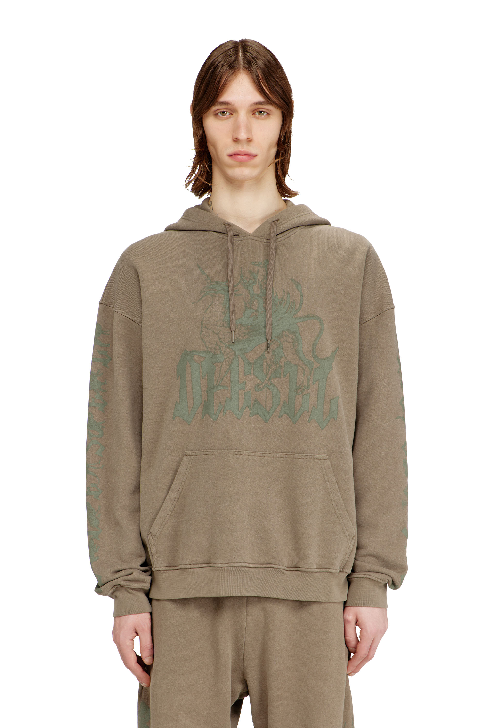 Diesel - S-GRIFFON, Man's Treated hoodie with griffin print in null - 1