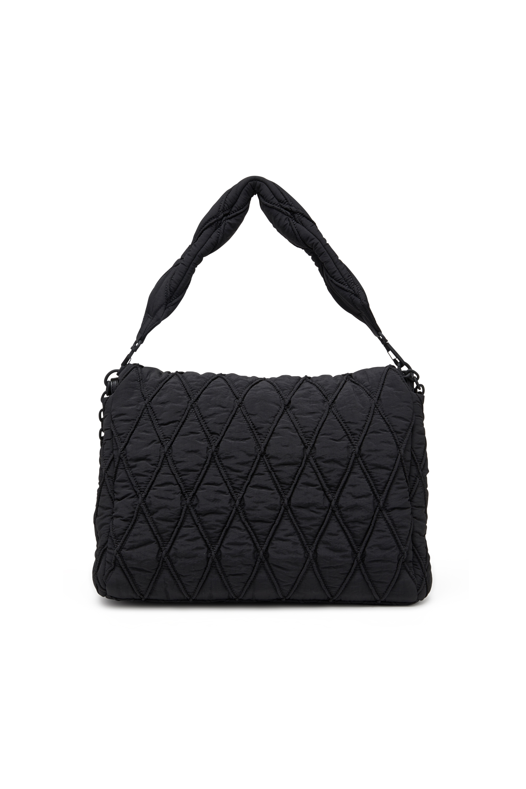 Diesel - CHARM-D SHOULDER L, Woman's Charm-D L-Shoulder bag in quilted washed nylon in Black - 2
