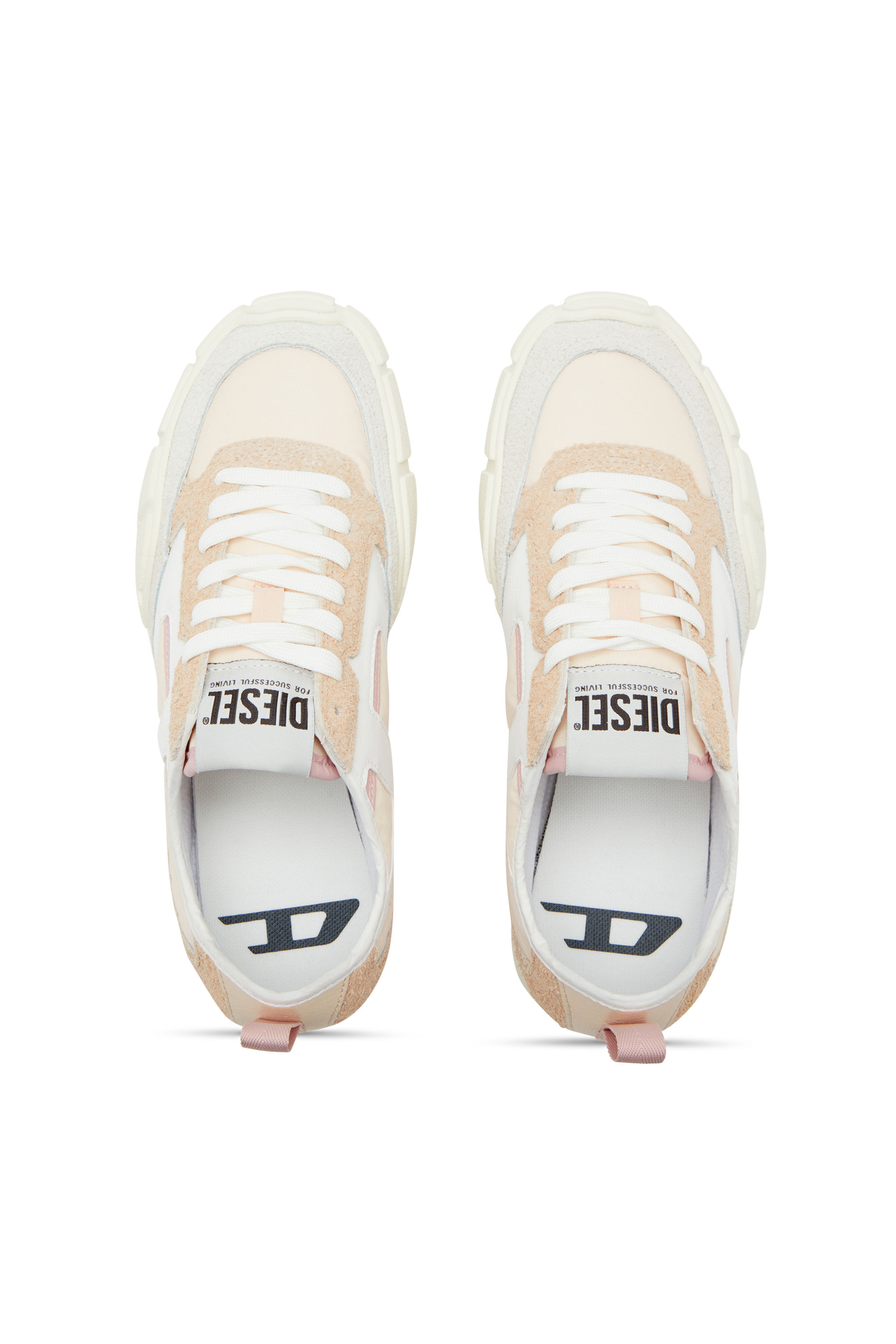 Diesel - S-PAGODHA LOW W, Woman's S-Pagodha-Sneakers in leather, suede and ripstop in Beige - 4