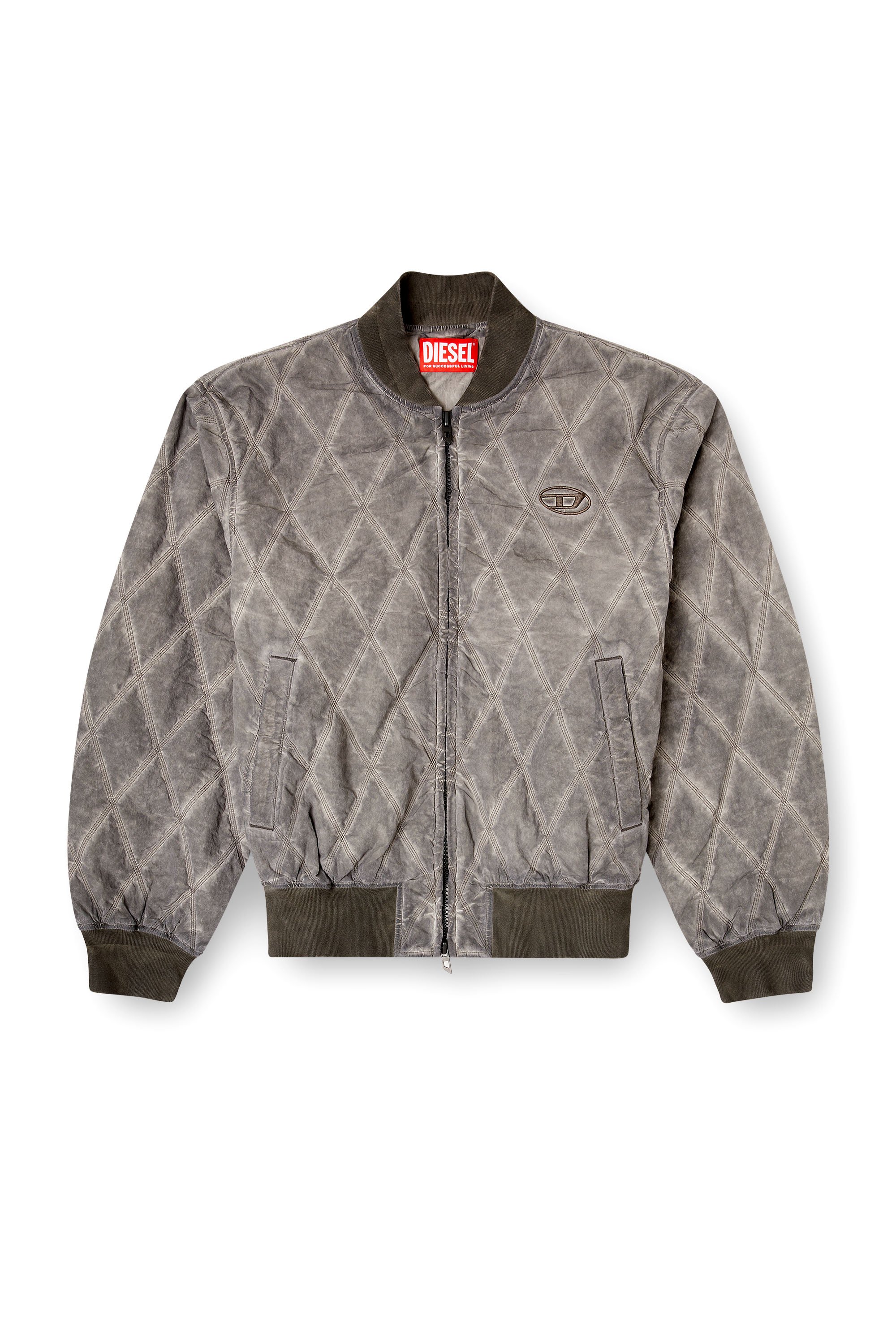 Diesel - J-TYPE-TREAT, Man's Padded argyle-quilted bomber jacket in Grey - 3
