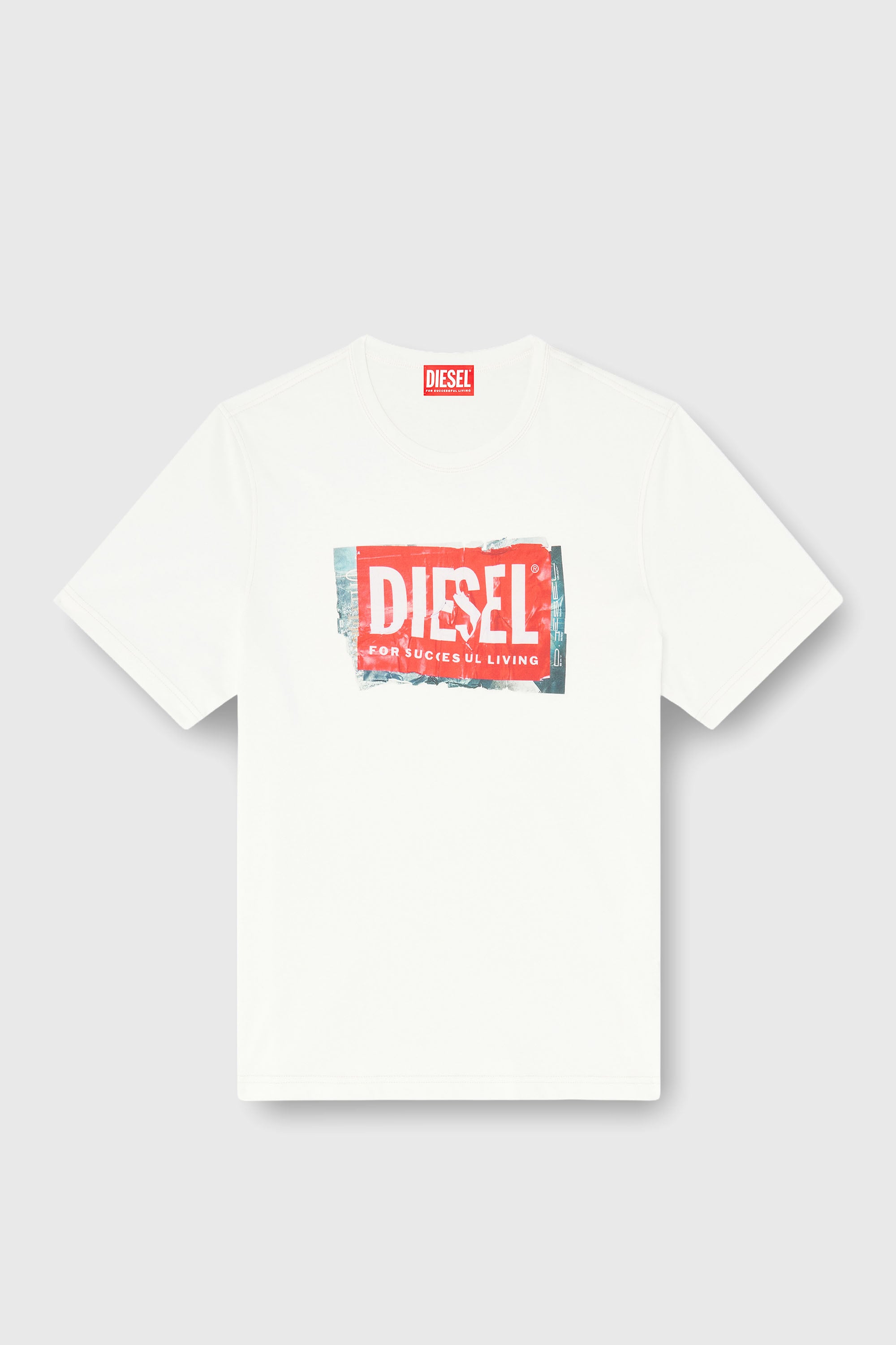 Diesel - T-ADJUST-Q6, Man's T-shirt with crumpled-effect logo in White - 2